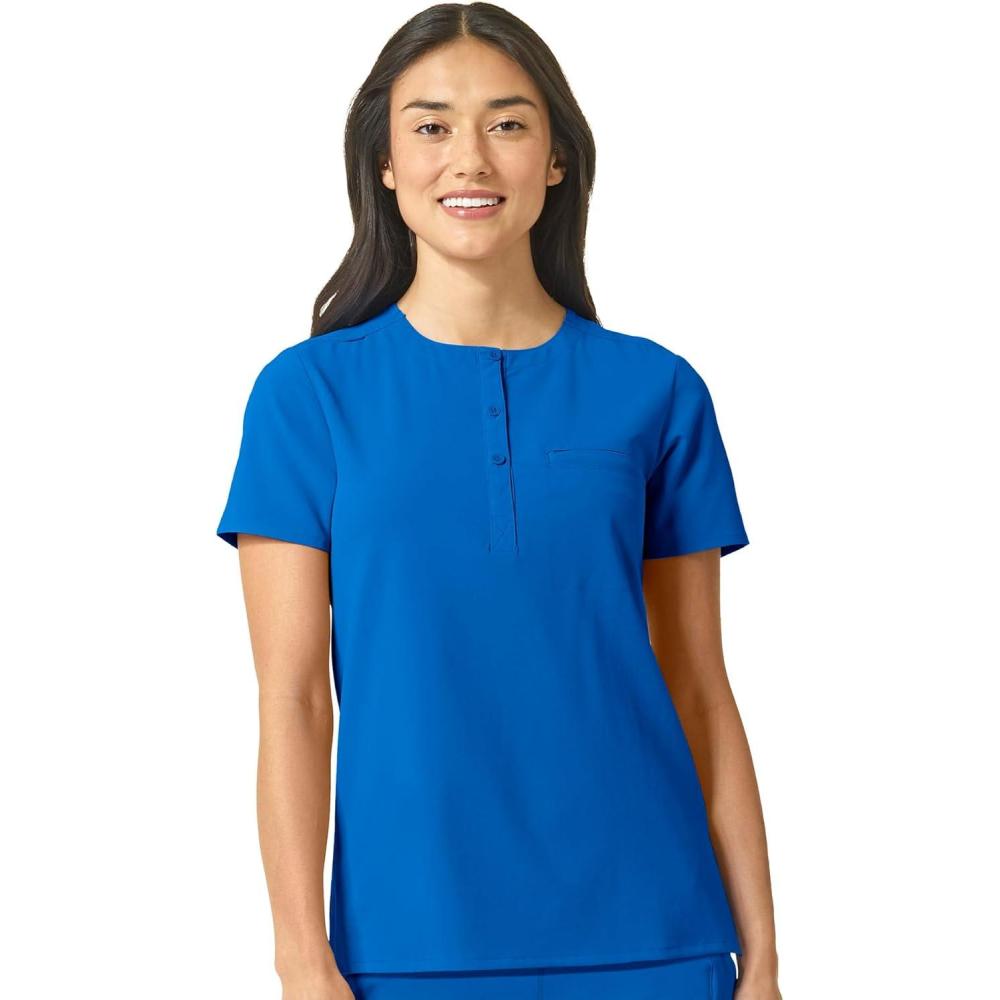 WonderWink Womens Mandarin Collar Tuck-in Top(Royal)