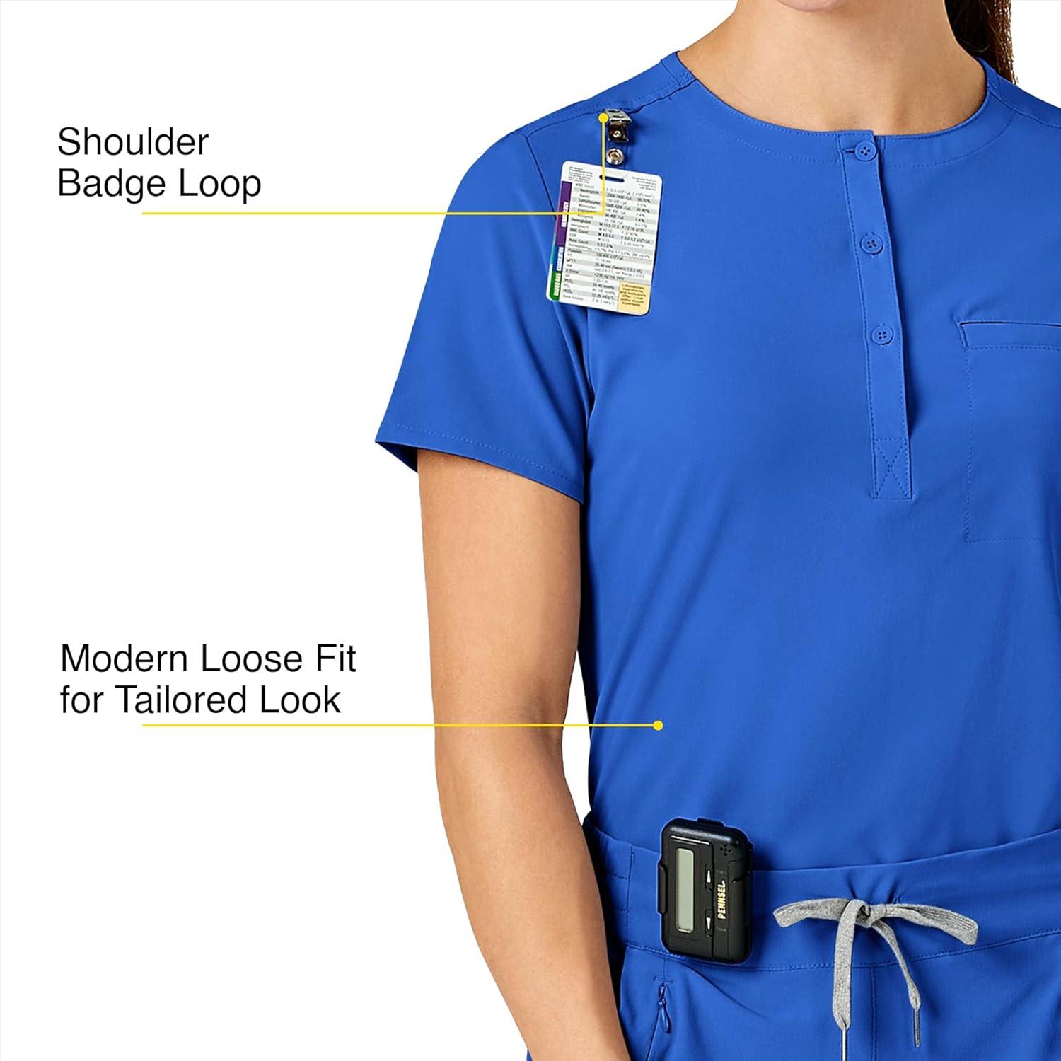 WonderWink Womens Mandarin Collar Tuck-in Top(Royal)