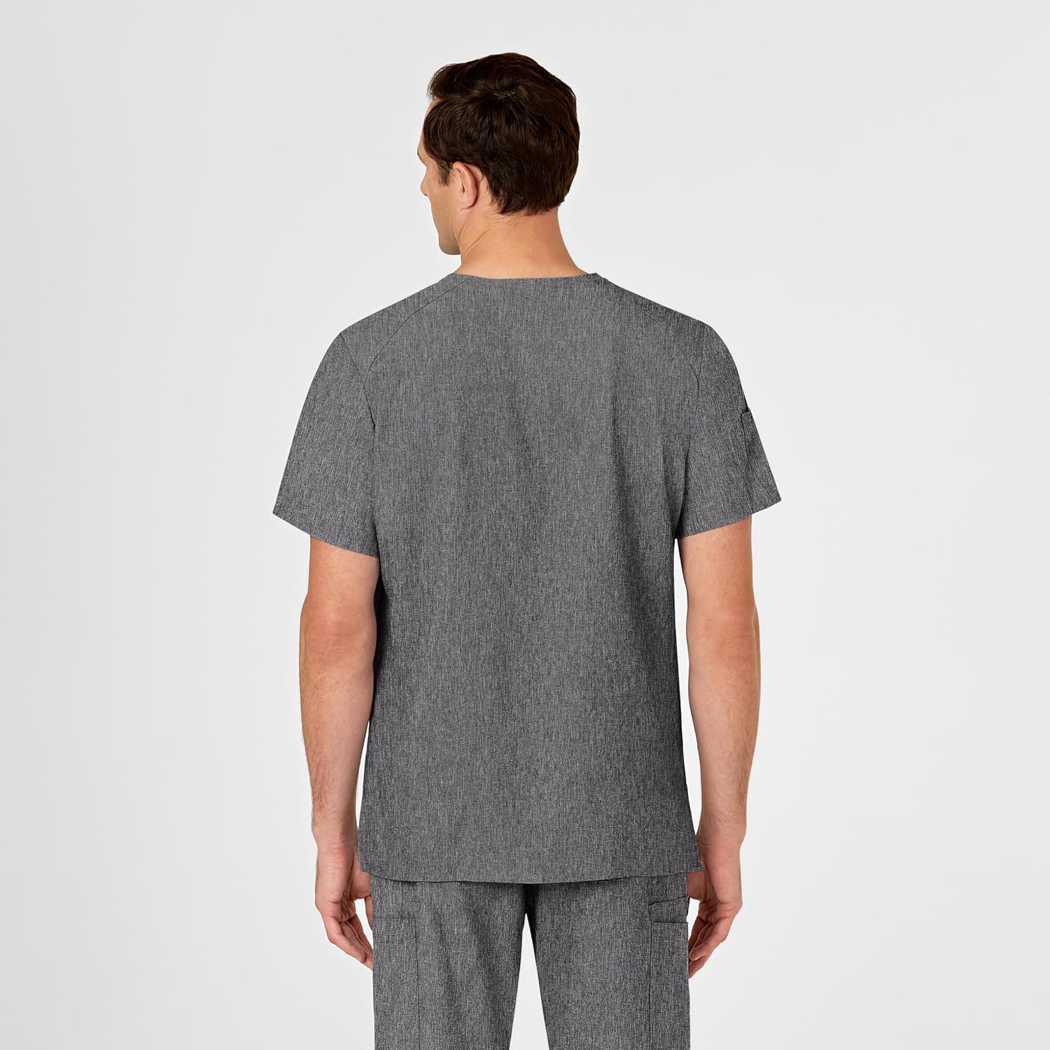 WINK W123 Men’s V-Neck Scrub Top(Charcoal Heather)