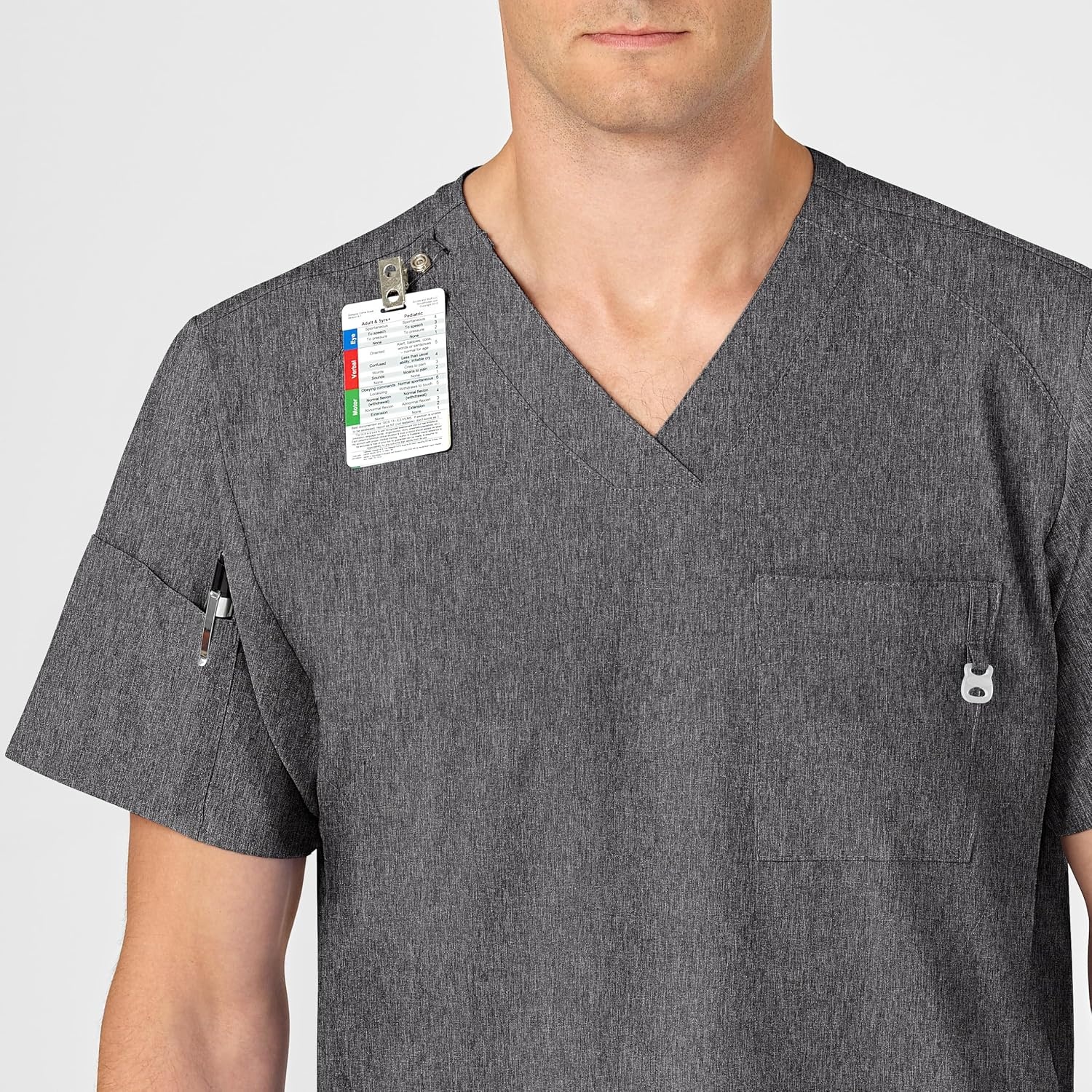 WINK W123 Men’s V-Neck Scrub Top(Charcoal Heather)