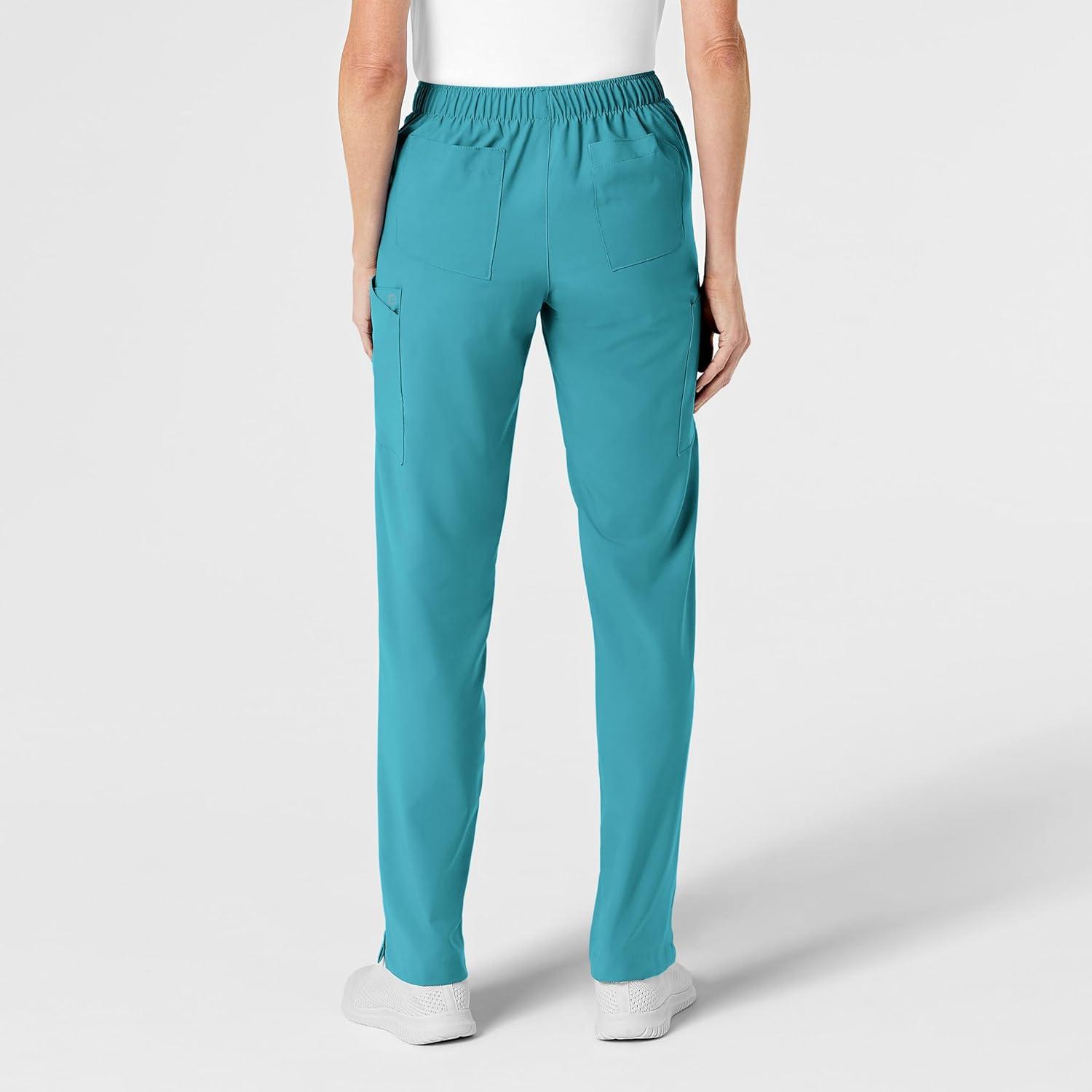 WonderWink womens Women’s Flat Front Cargo Scrub Pant(Teal Blue)