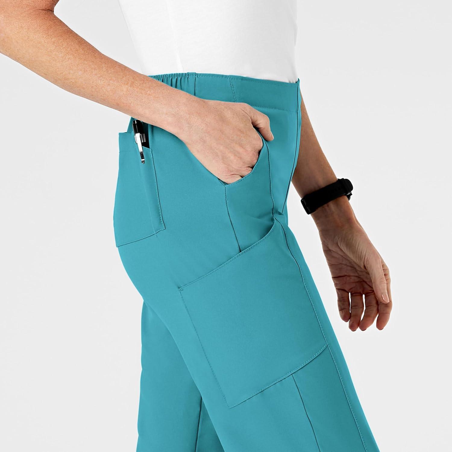 WonderWink womens Women’s Flat Front Cargo Scrub Pant(Teal Blue)