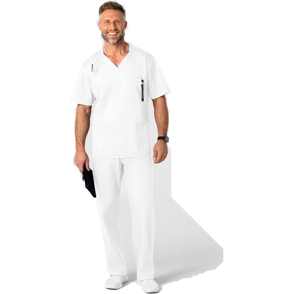 WonderWink Men’s Big Wonderwork Big Men’s V Neck Scrub Top(White)