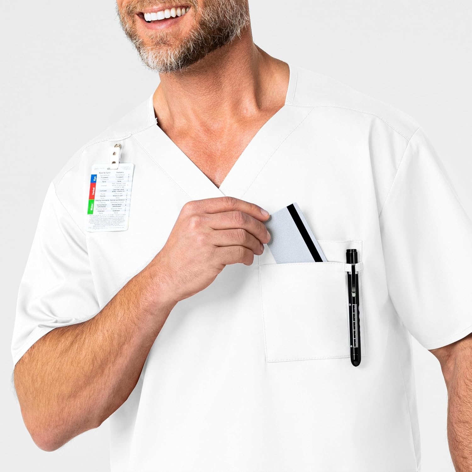 WonderWink Men’s Big Wonderwork Big Men’s V Neck Scrub Top(White)