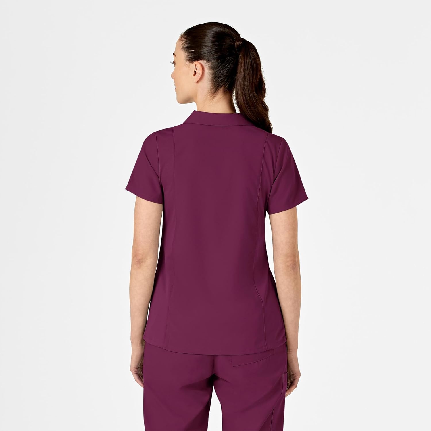 Wink W123 Women’s Collar Scrub Top(Wine)