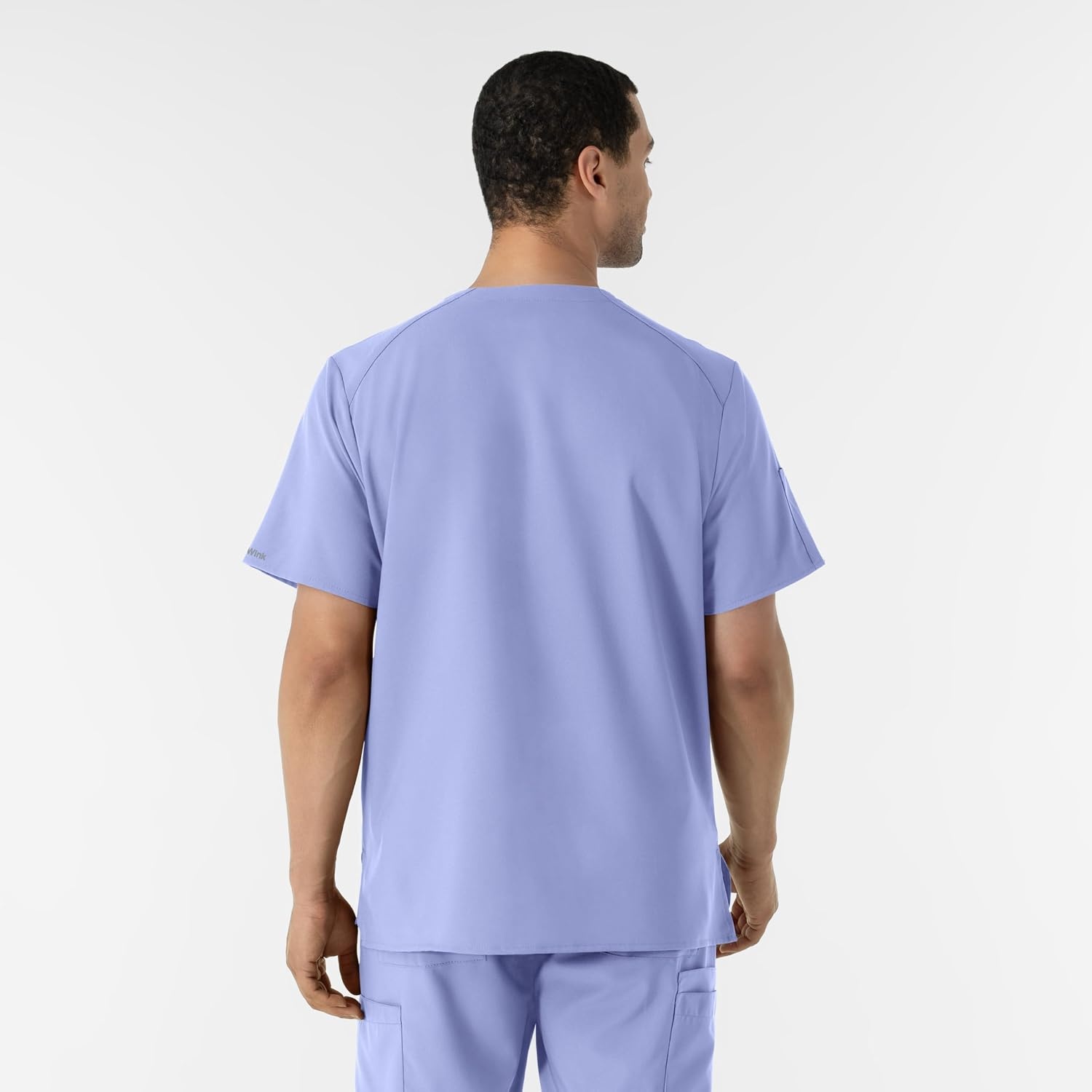 WINK W123 Men’s V-Neck Scrub Top(Ceil Blue)
