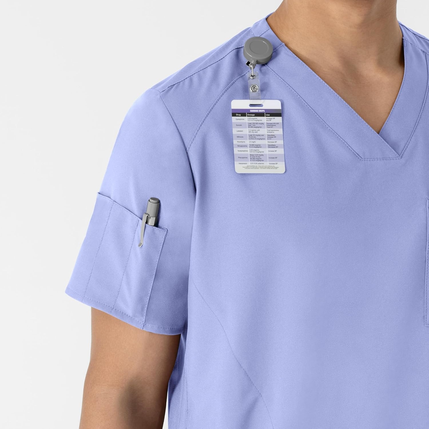 WINK W123 Men’s V-Neck Scrub Top(Ceil Blue)