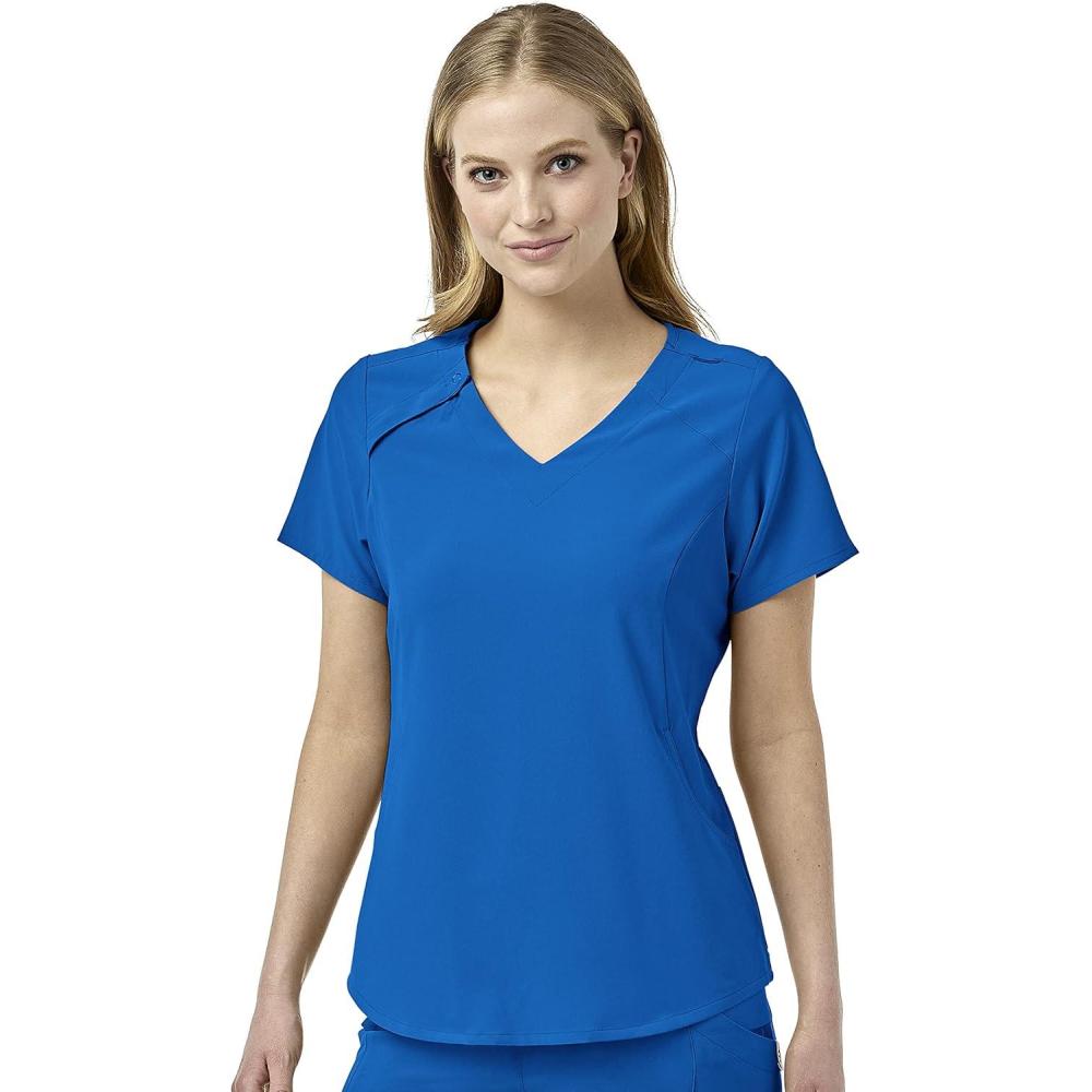 WonderWink Womens Renew Women’s Zip Accent Scrub Top(Royal)