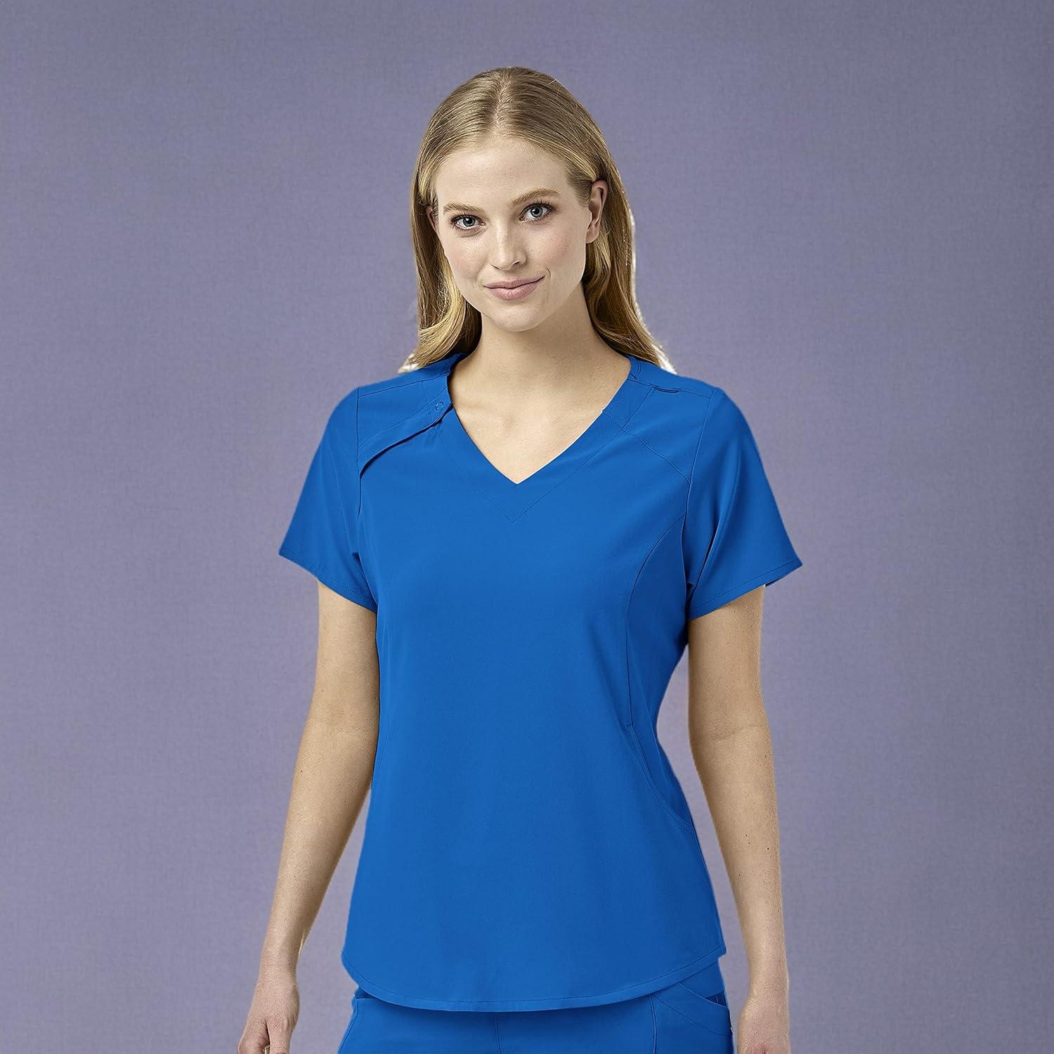 WonderWink Womens Renew Women’s Zip Accent Scrub Top(Royal)
