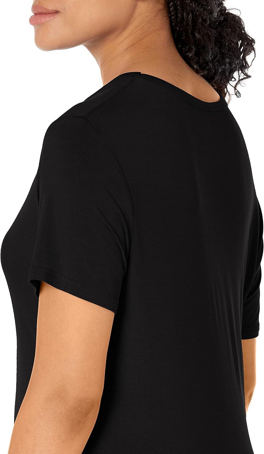 Layers Women’s Silky Knit Short Sleeve Tee(Black)