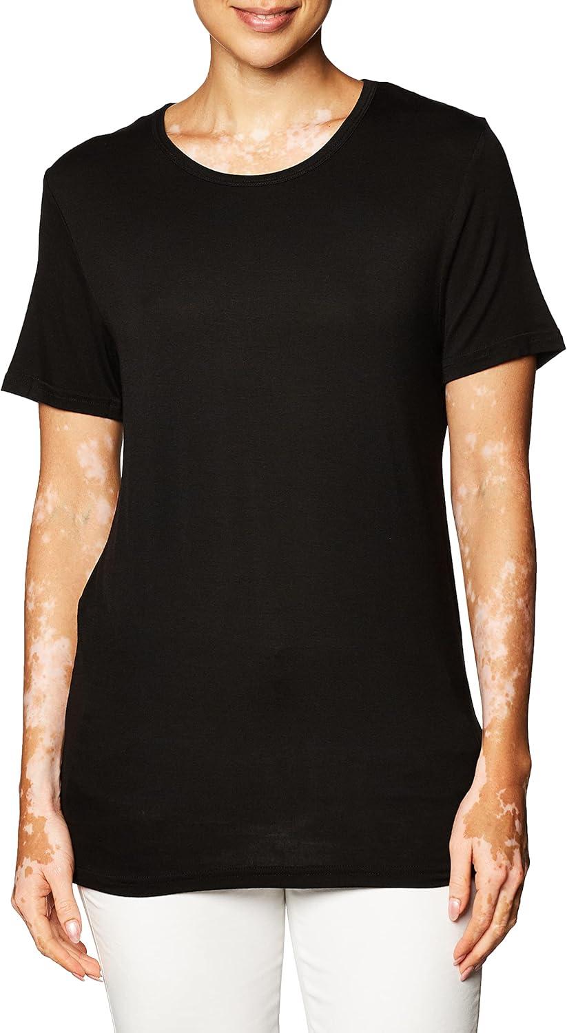 Layers Women’s Silky Knit Short Sleeve Tee(Black)