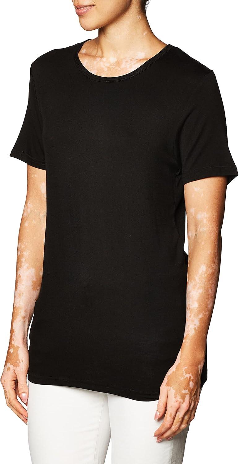 Layers Women’s Silky Knit Short Sleeve Tee(Black)
