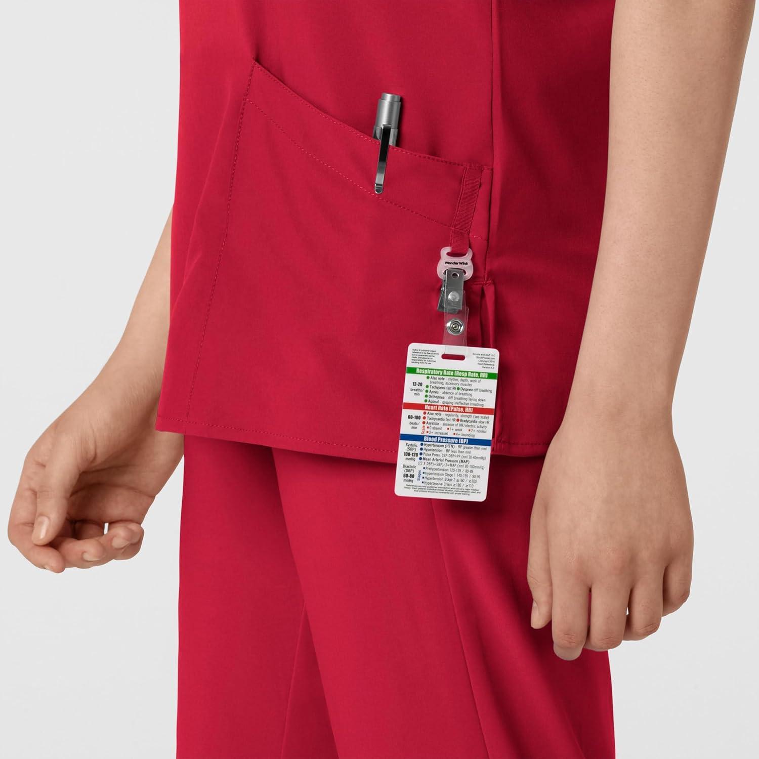 Wink Scrubs for Women, W123, Classic V-Neck Tops with 2 Pockets(Red)