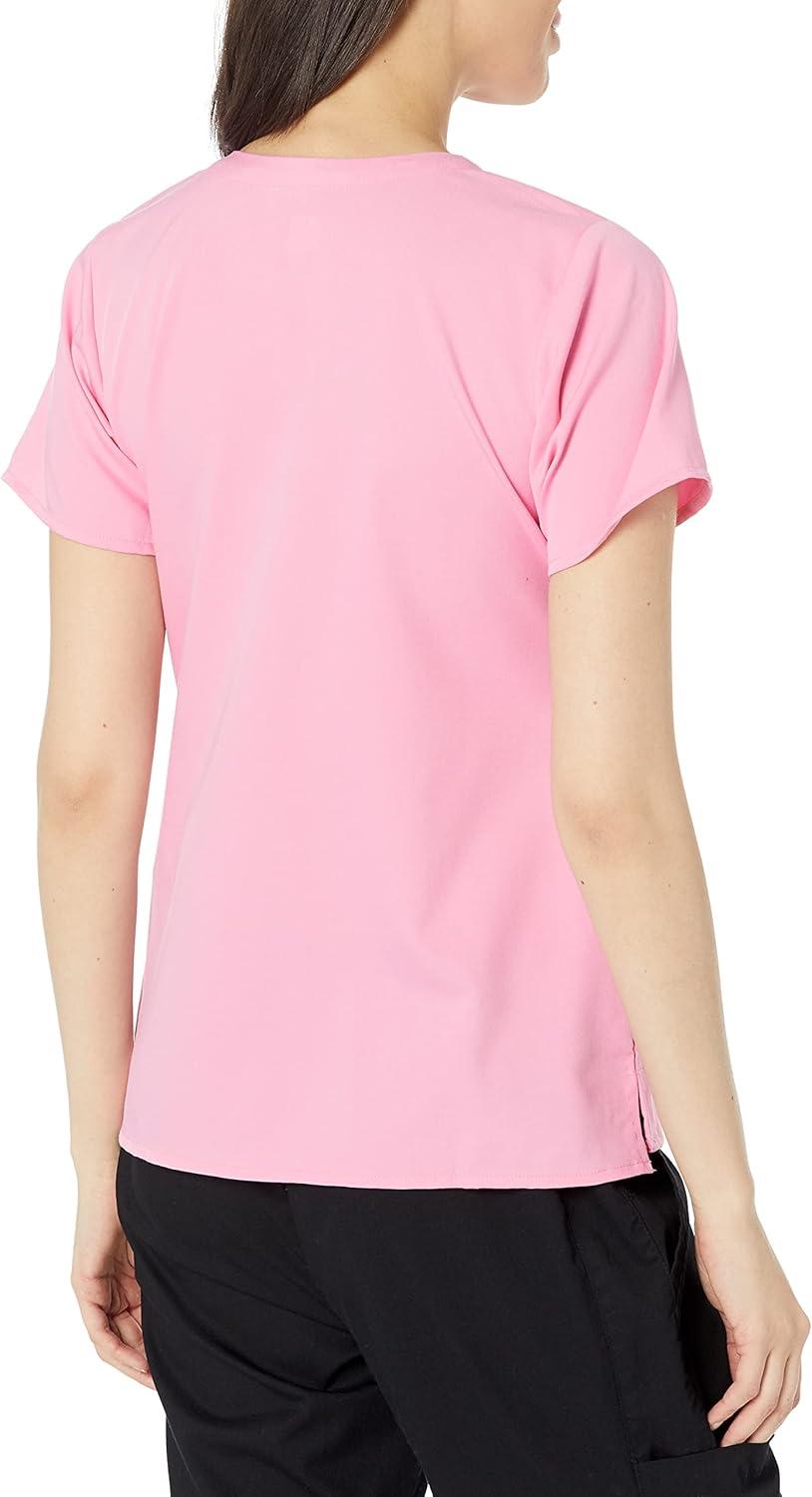 WonderWink Womens Women’s Four Pocket V-Neck Scrub Top(Pink Blossom)