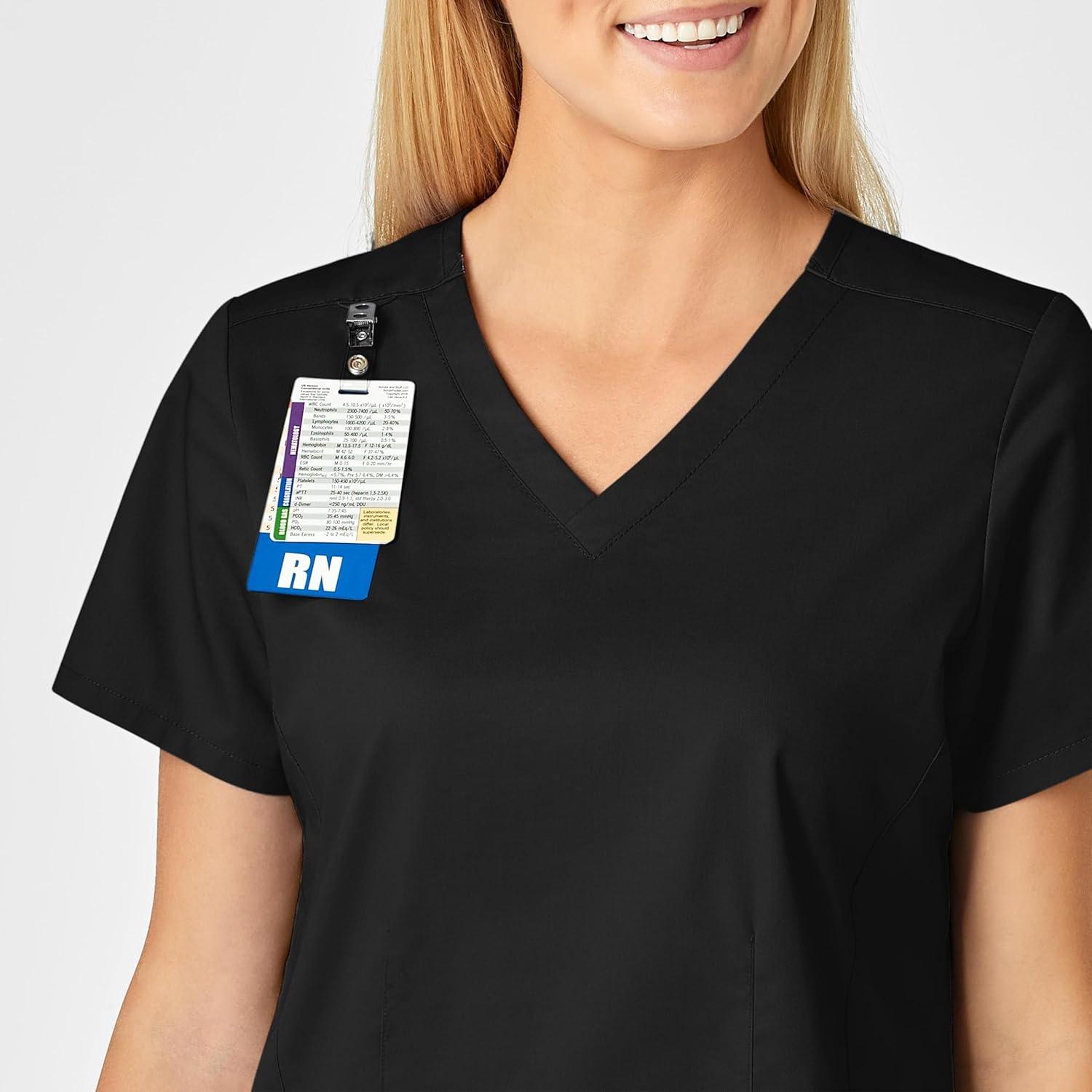 WonderWink Womens Shaped V-Neck Top(Black)