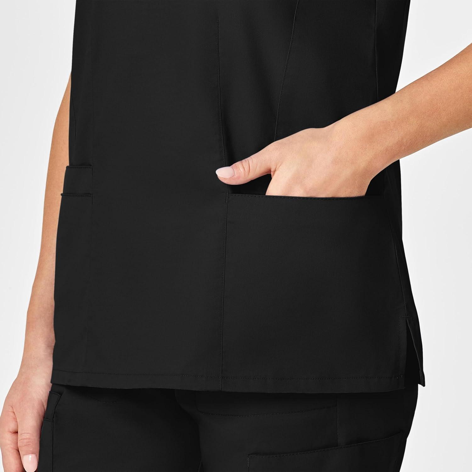 WonderWink Womens Shaped V-Neck Top(Black)