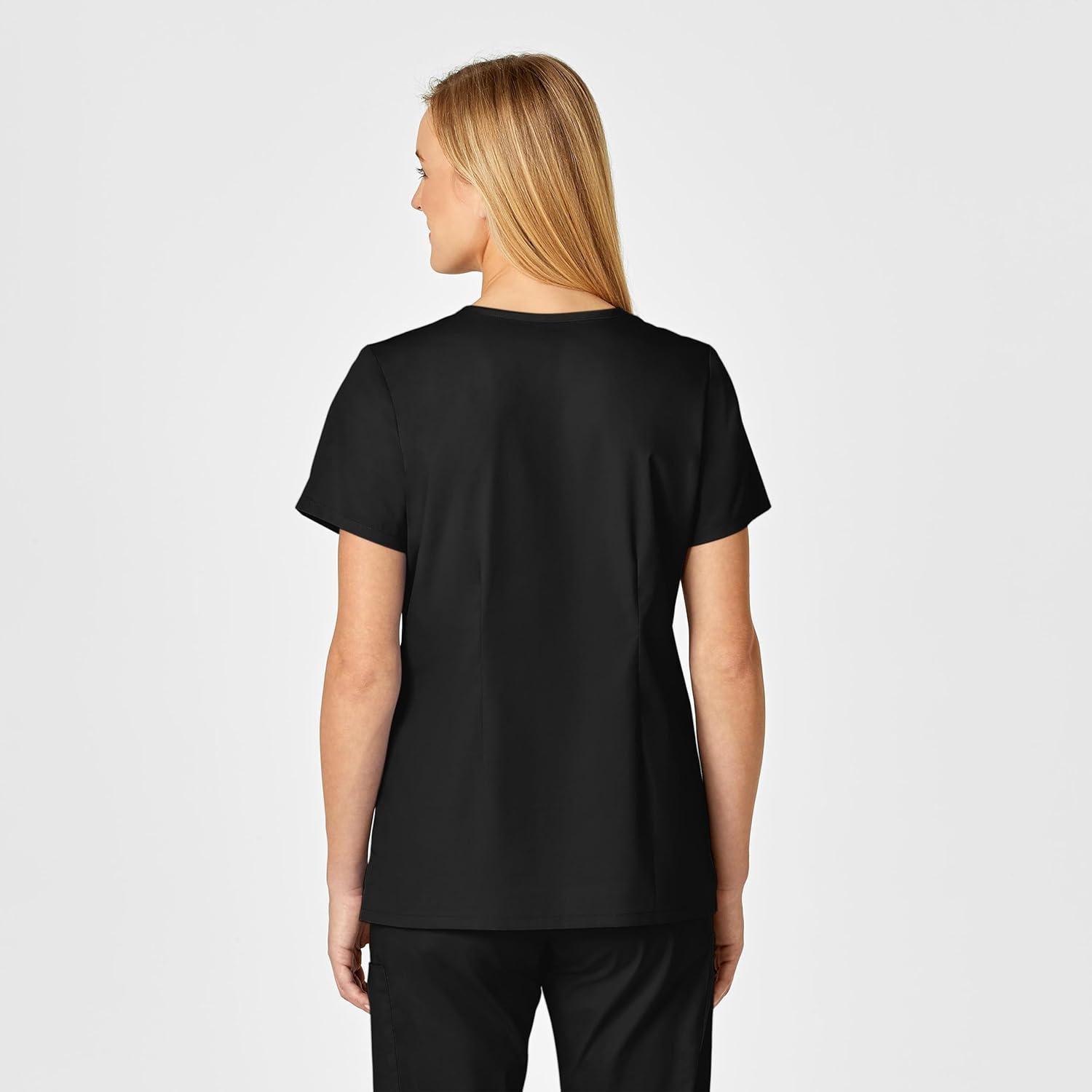 WonderWink Womens Shaped V-Neck Top(Black)