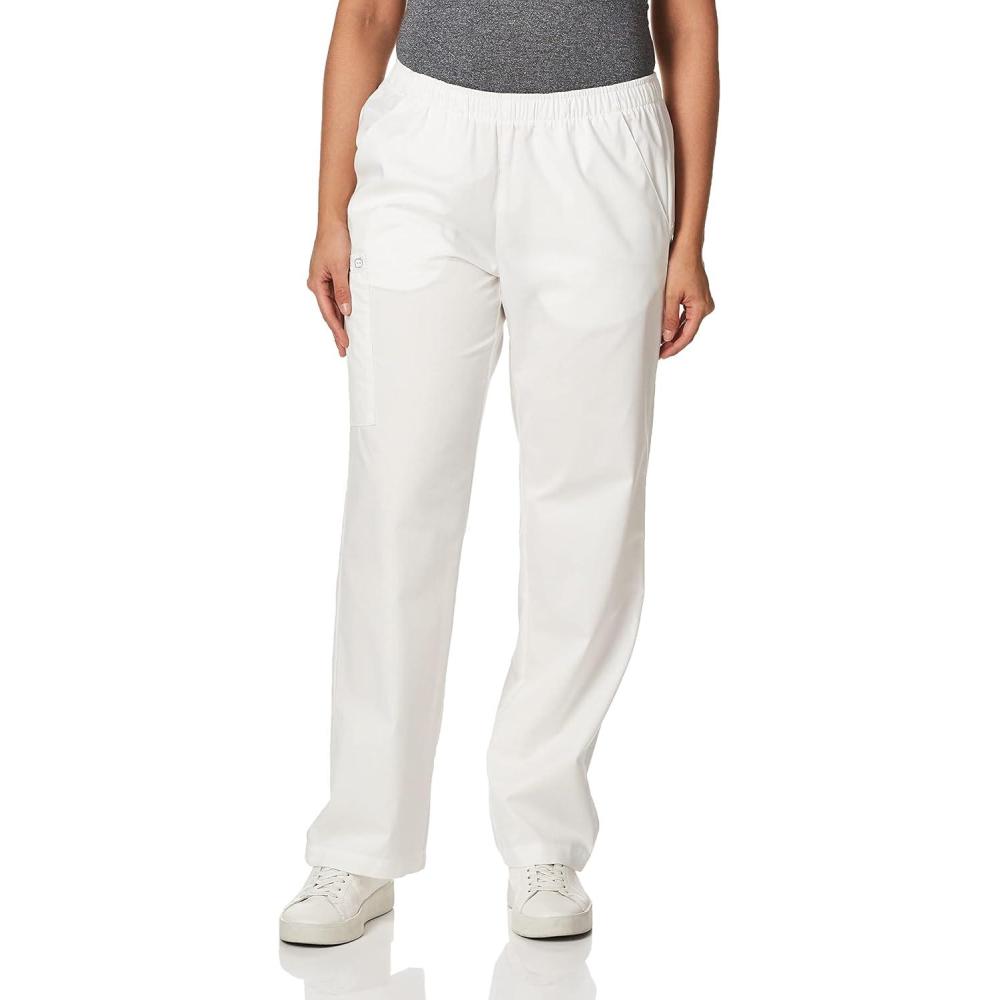 WonderWink Women’s Tall Wonderwork Women’s Pull-On Cargo Scrub Pant Tall(White)
