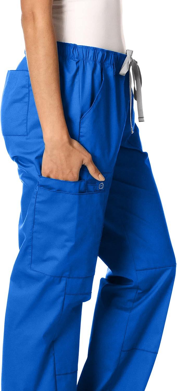 WonderWink Women’s Petite-Plus-Size Wonderwork Straight Leg Cargo Scrub Pant(Royal)
