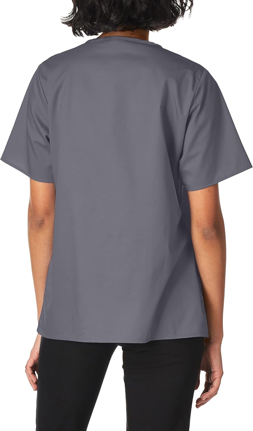 WINK WonderWORK Women’s Short Sleeve Snap Front Scrub Top(Pewter)
