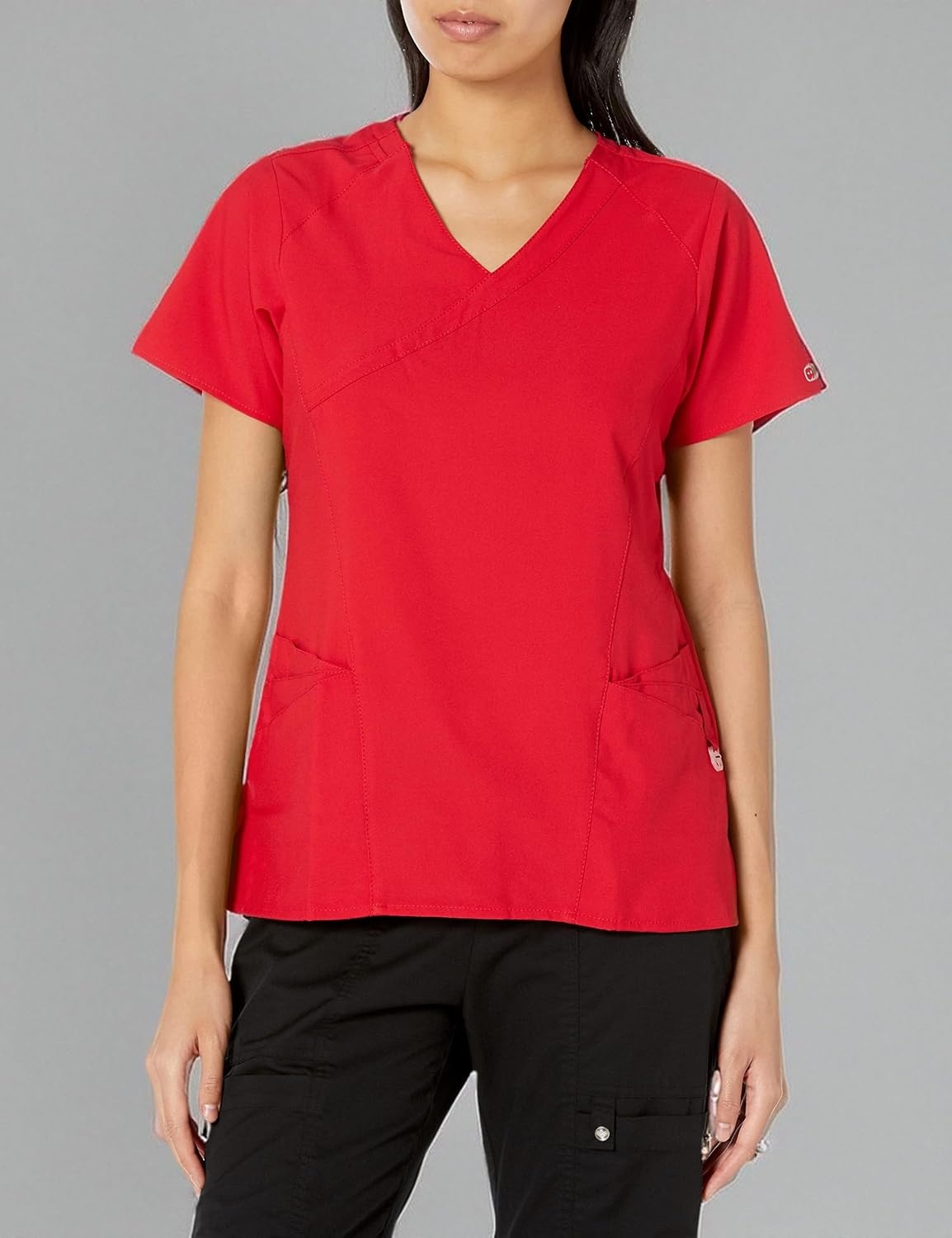 WINK Renew Women’s Mock Wrap Scrub Top(Red)