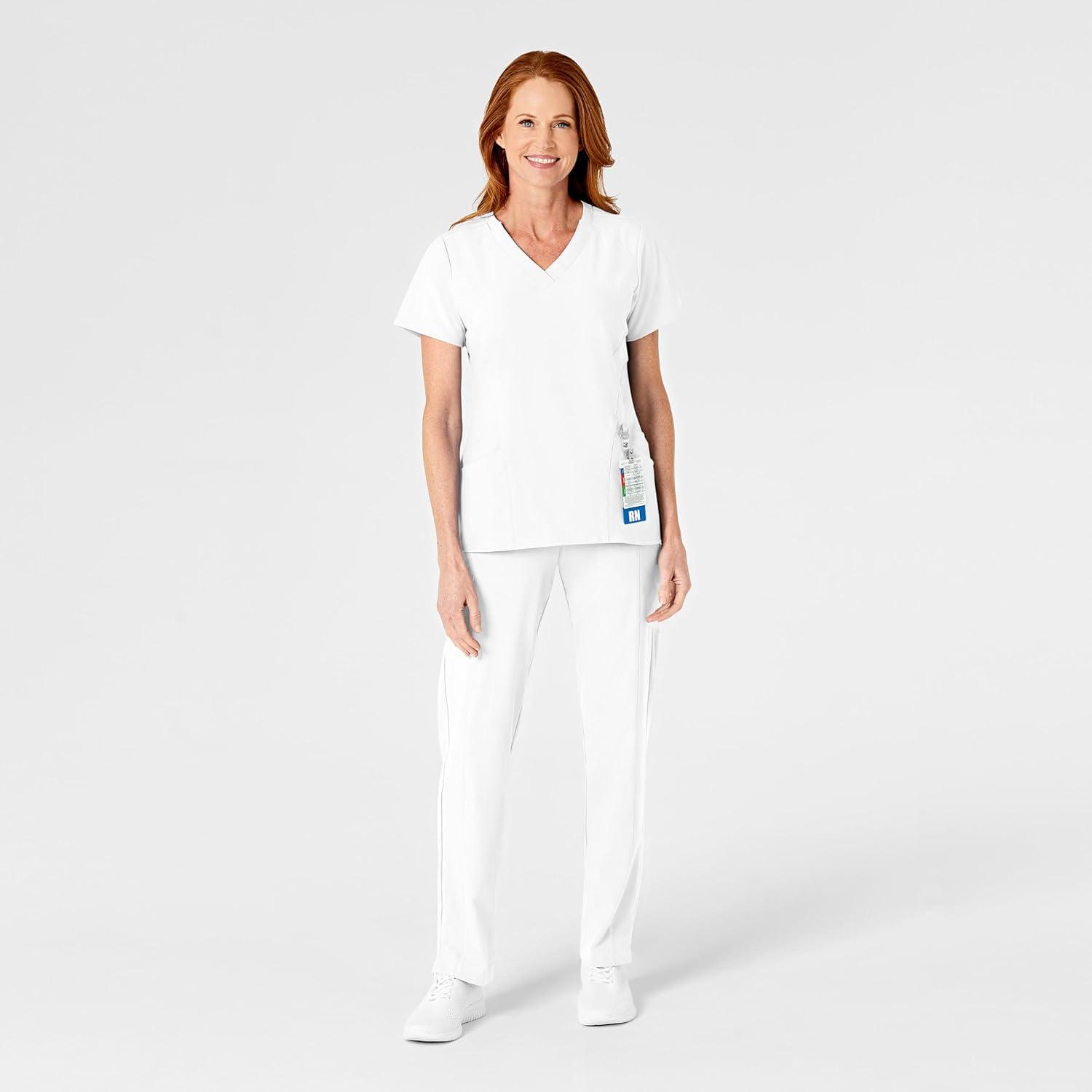 WonderWink womens Women’s Flat Front Cargo Scrub Pant(White)