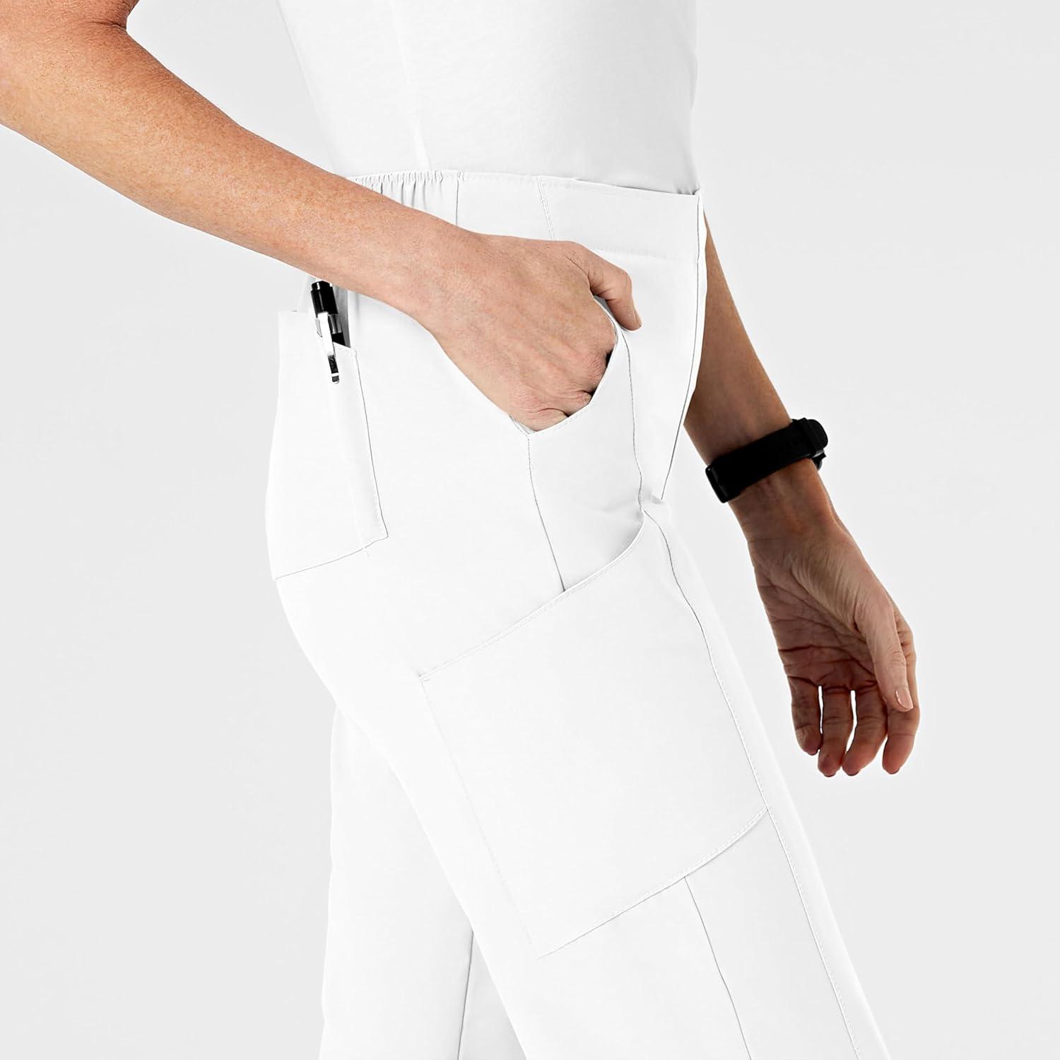 WonderWink womens Women’s Flat Front Cargo Scrub Pant(White)