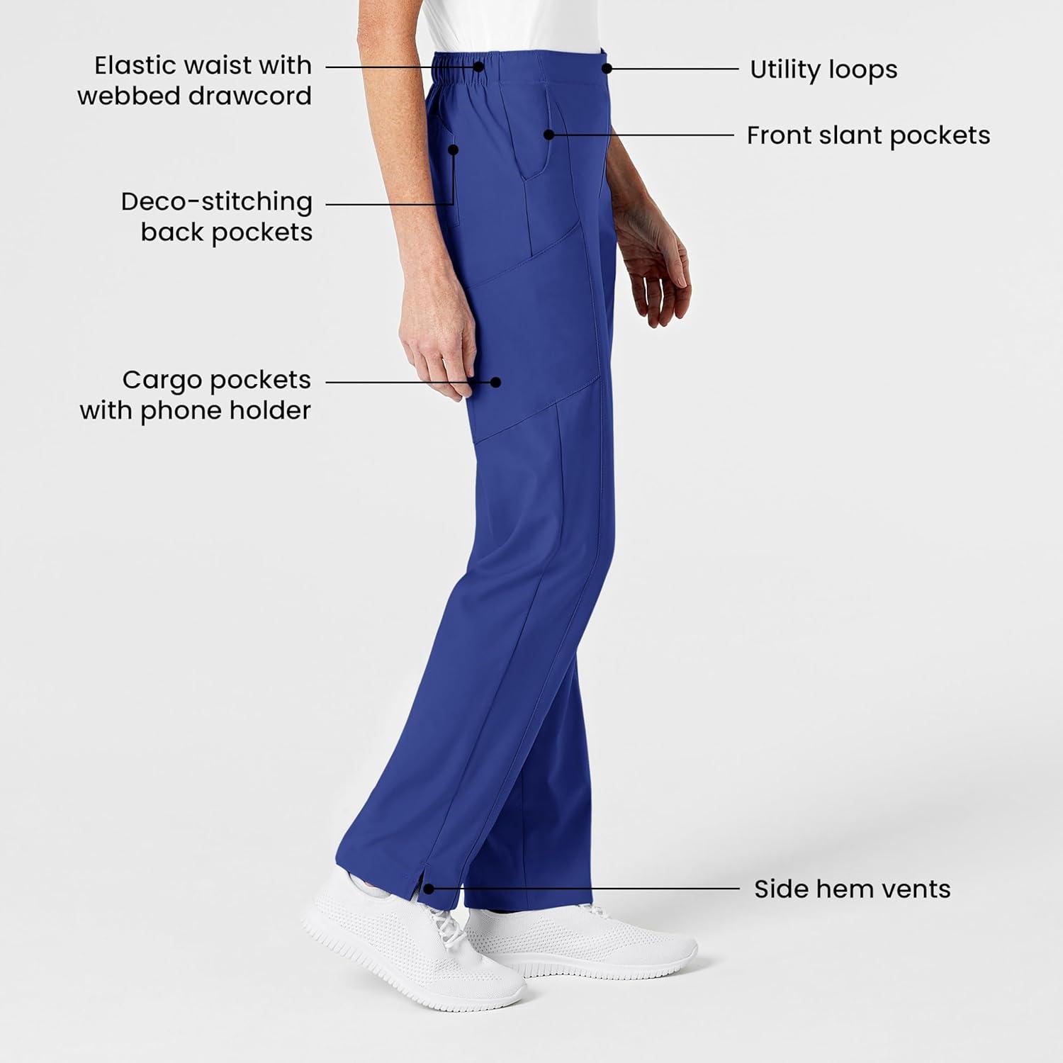 WonderWink womens Women’s Flat Front Cargo Scrub Pant(Galaxy Blue)