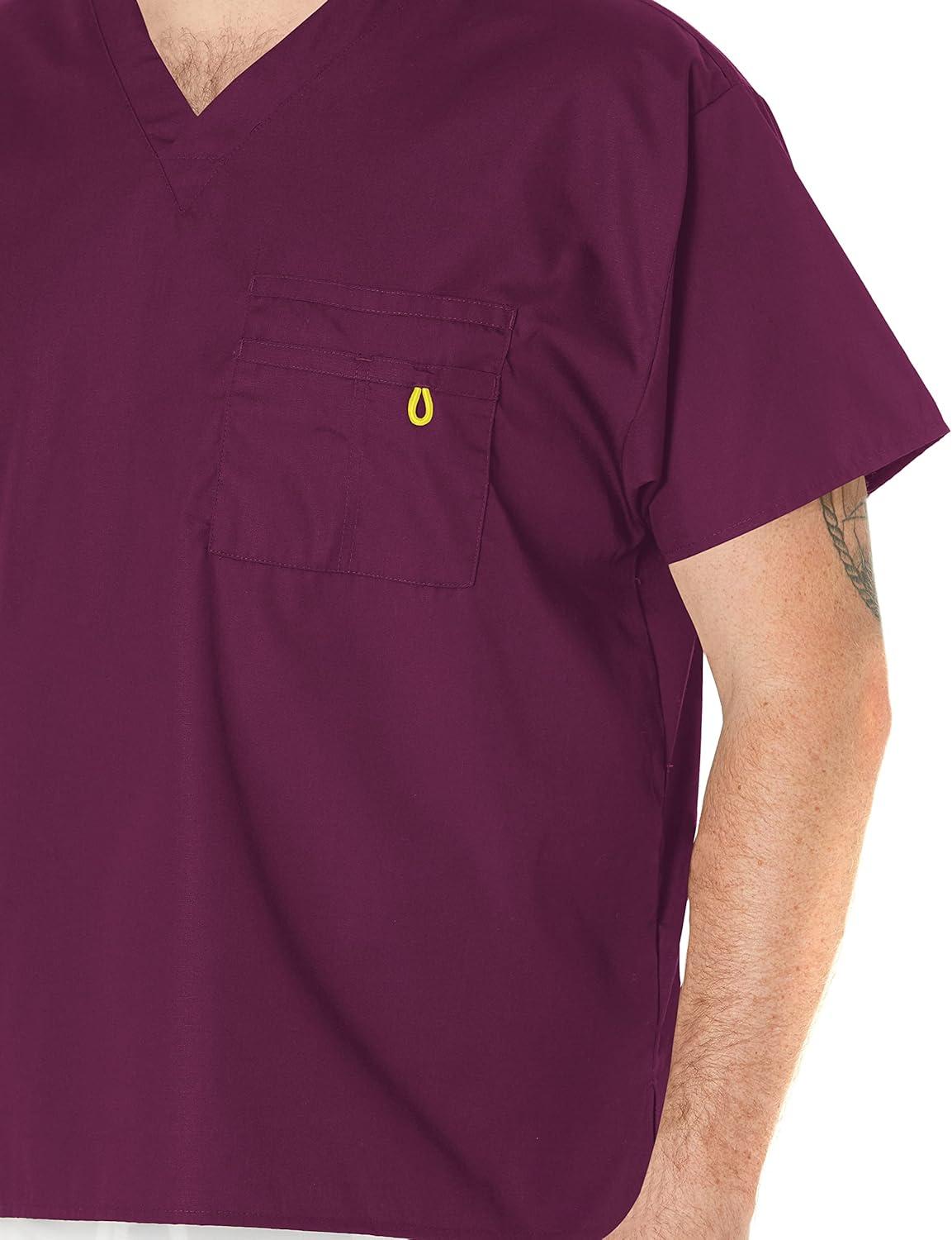 WonderWink Men’s Big The Alpha Unisex V-Neck Scrub Top(Wine)