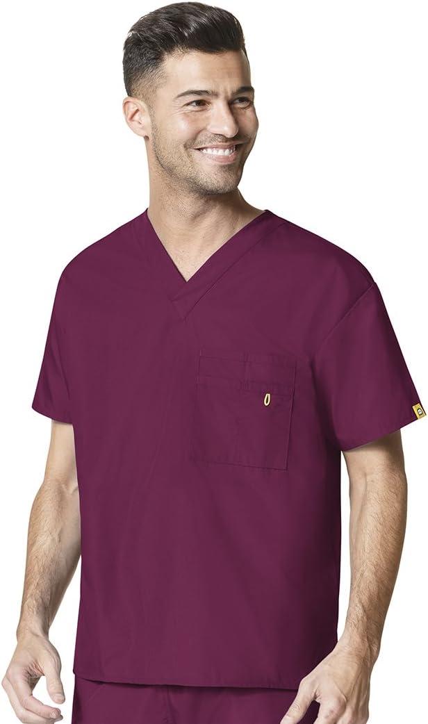 WonderWink Men’s Big The Alpha Unisex V-Neck Scrub Top(Wine)
