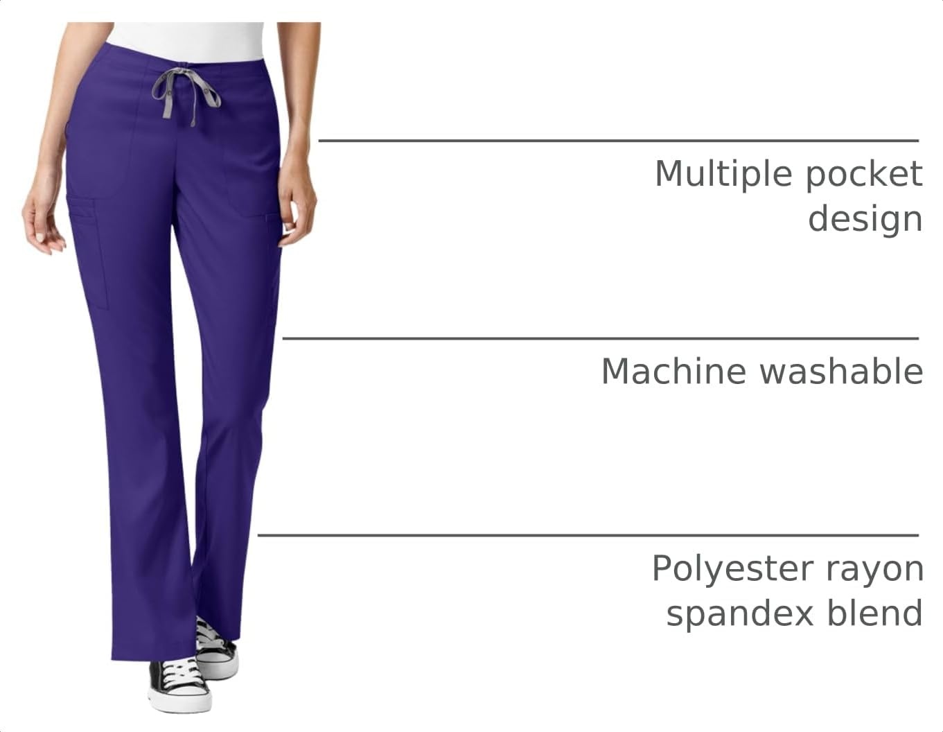 WINK PRO Women’s Moderate Flare Leg Cargo Scrub Pant(Grape)