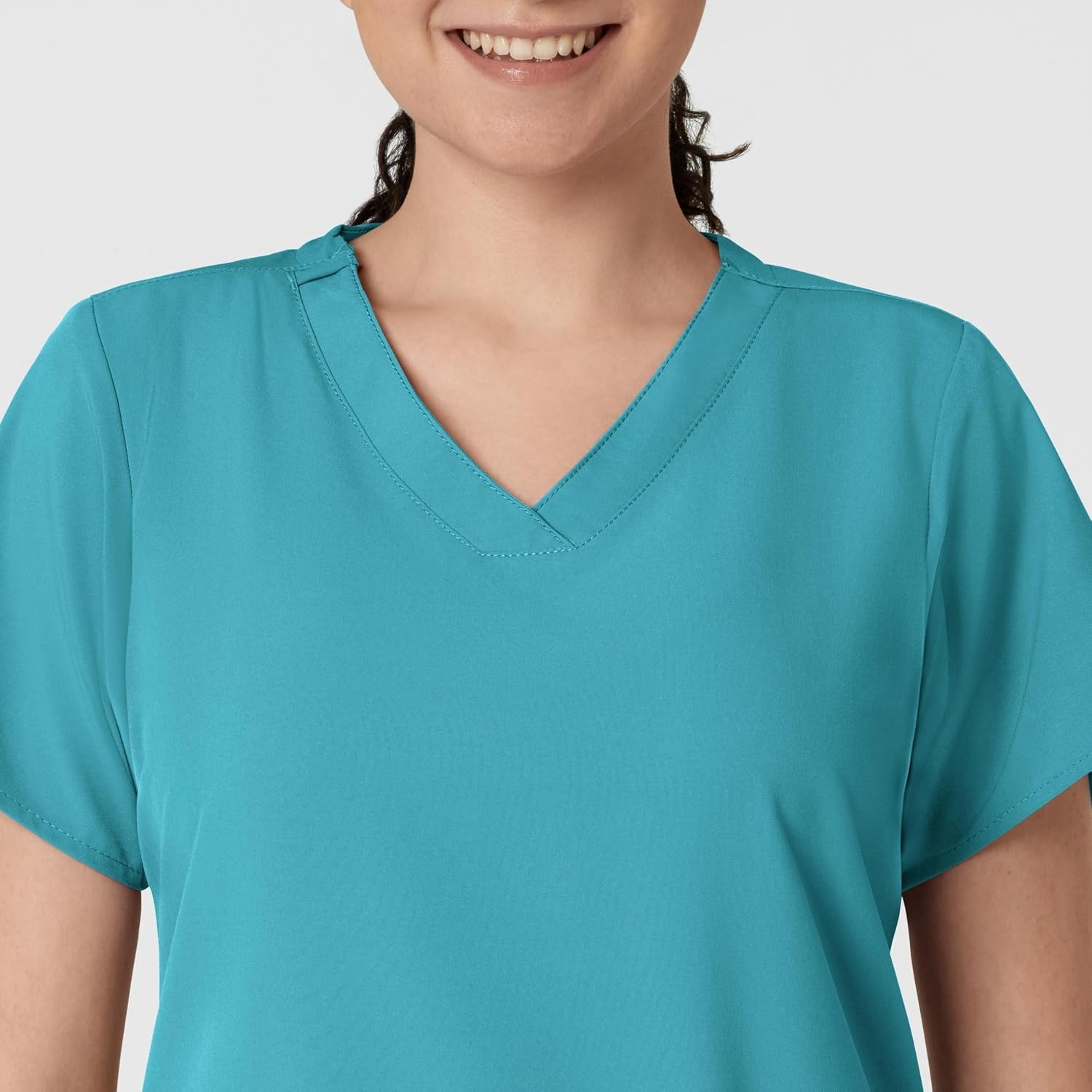 WINK W123 Women’s Basic V-Neck Scrub Top(Teal Blue)