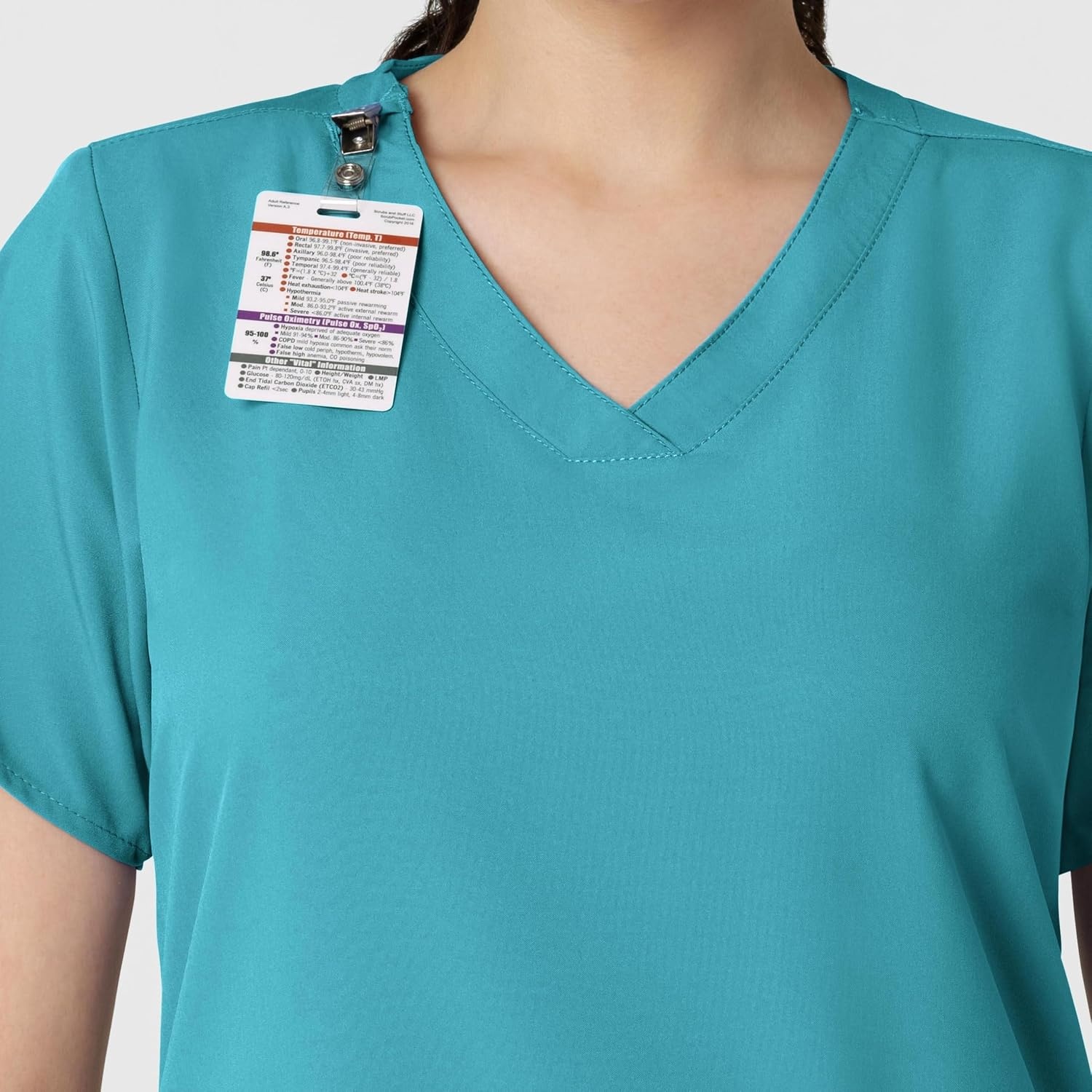 WINK W123 Women’s Basic V-Neck Scrub Top(Teal Blue)