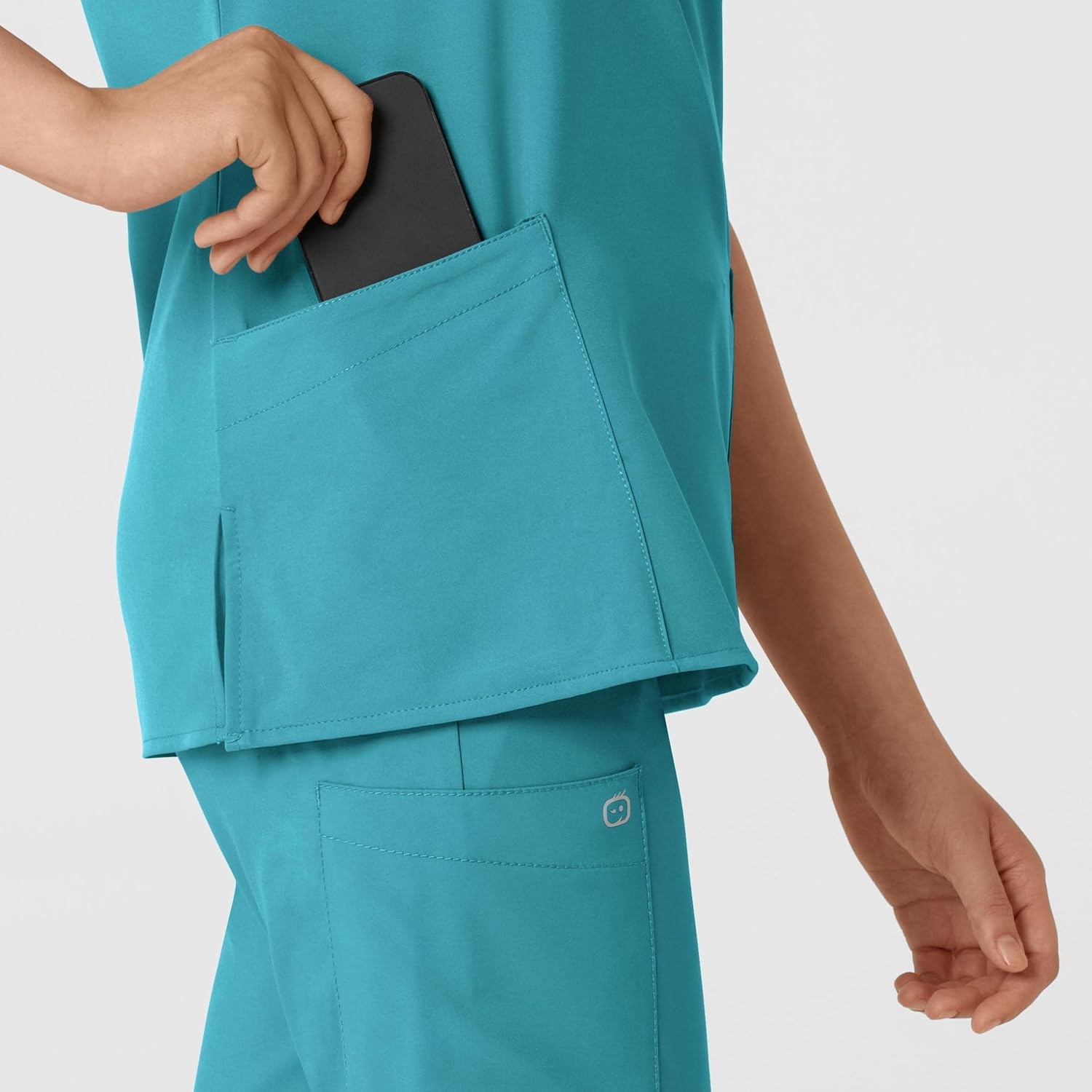 WINK W123 Women’s Basic V-Neck Scrub Top(Teal Blue)