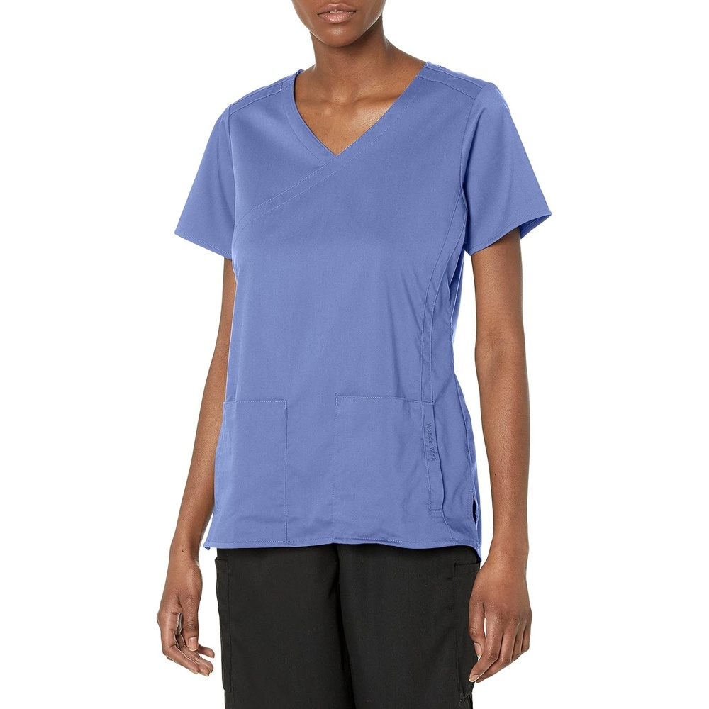 Wink PRO Women’s 4 Pocket Wrap Scrub Top(Ceil Blue)