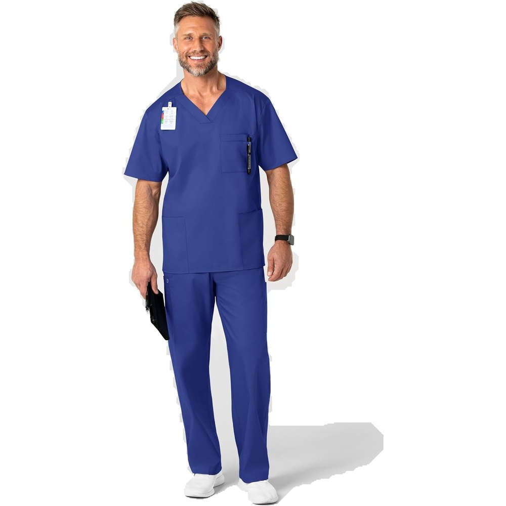 WonderWink Men’s Big Wonderwork Big Men’s V Neck Scrub Top(Galaxy Blue)