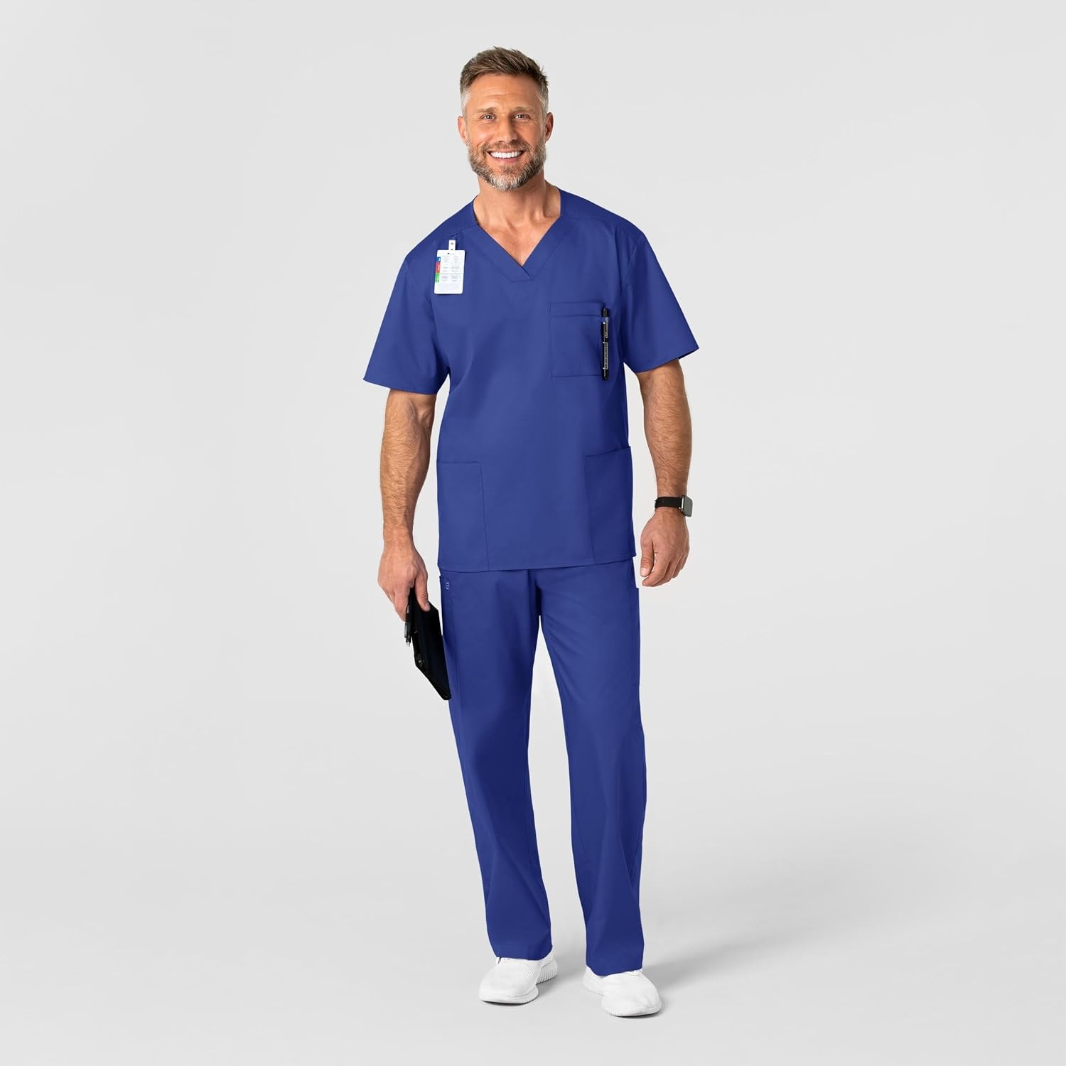 WonderWink Men’s Big Wonderwork Big Men’s V Neck Scrub Top(Galaxy Blue)