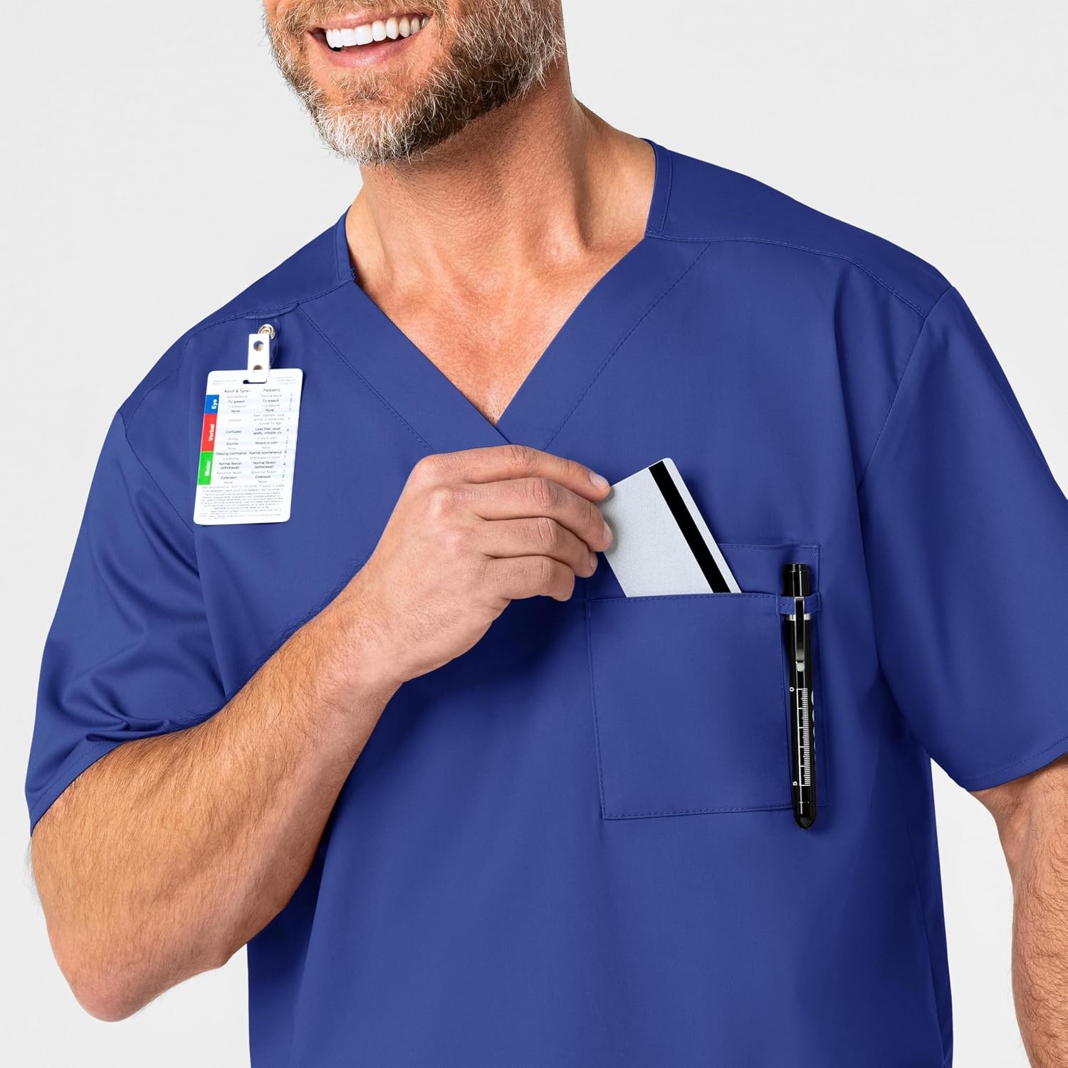 WonderWink Men’s Big Wonderwork Big Men’s V Neck Scrub Top(Galaxy Blue)