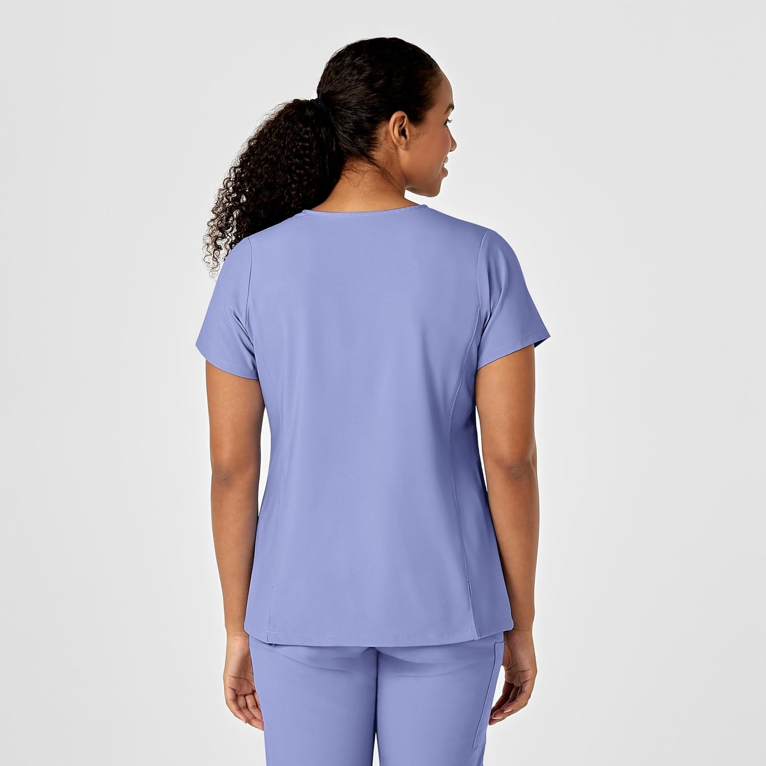 Wink W123 Women’s Y-Neck Wrap Scrub Top(Ceil Blue)