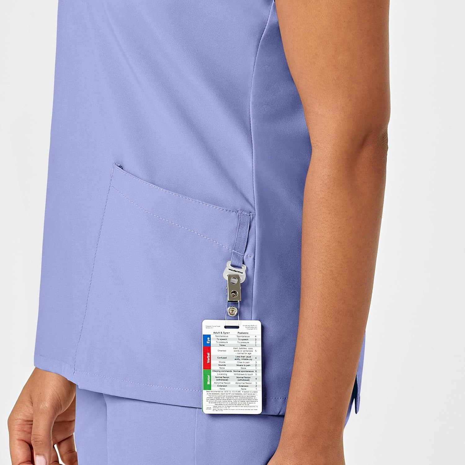 Wink W123 Women’s Y-Neck Wrap Scrub Top(Ceil Blue)