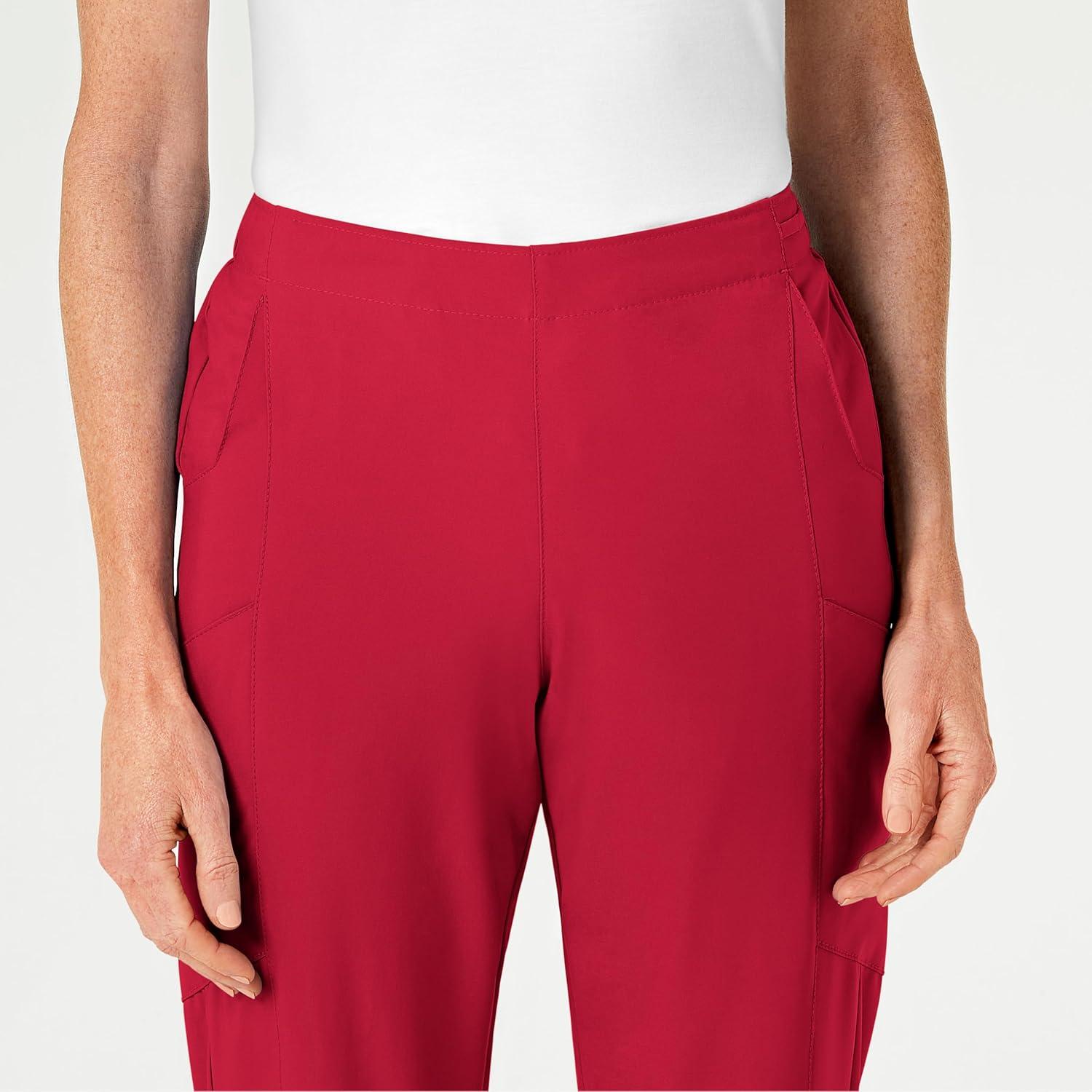 WonderWink womens Women’s Flat Front Cargo Scrub Pant(Red)
