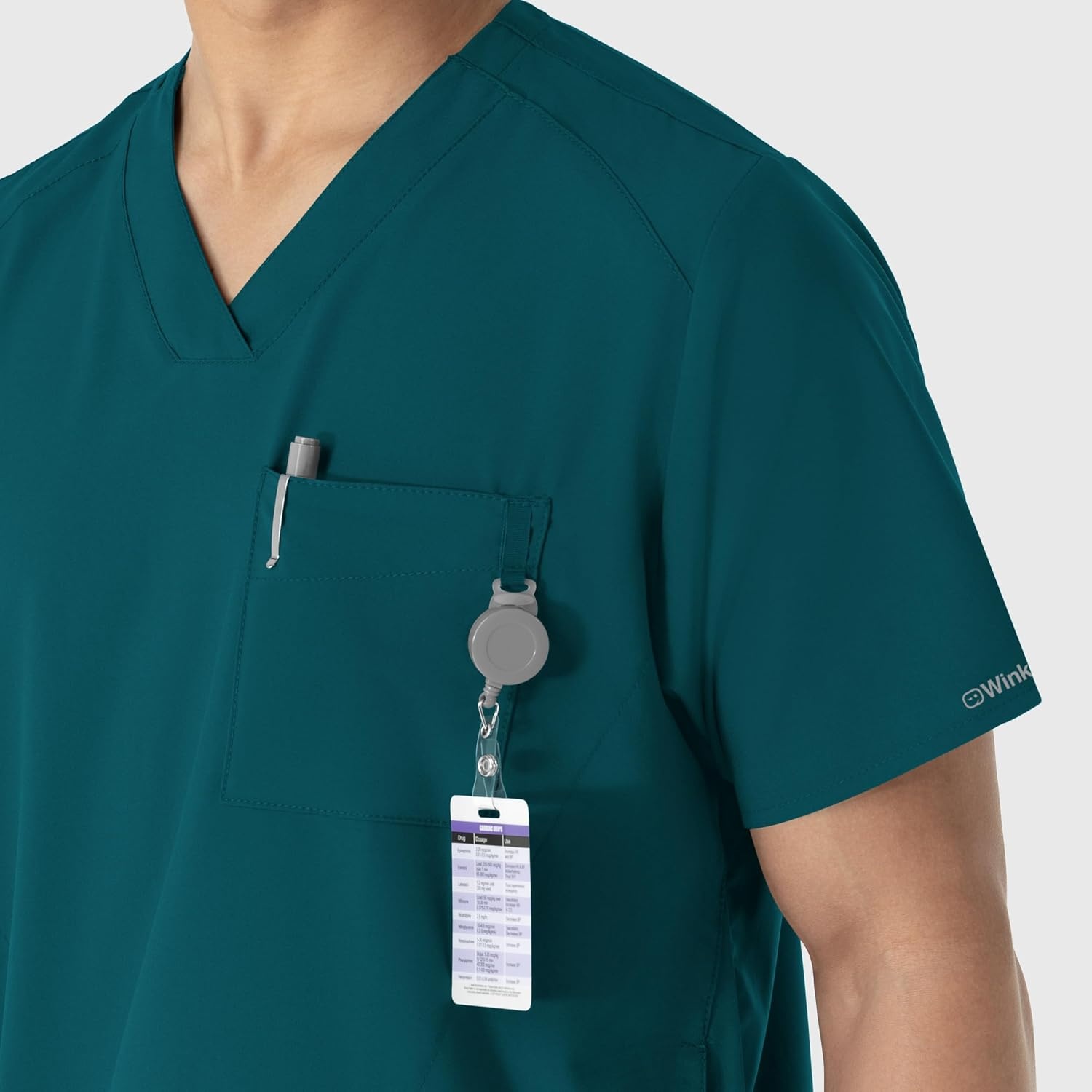 WINK W123 Men’s V-Neck Scrub Top(Caribbean Blue)