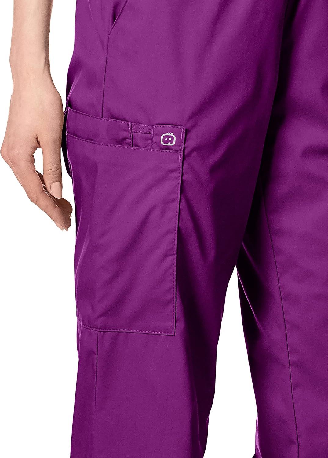 WonderWink Women’s Tall Wonderwork Women’s Pull-On Cargo Scrub Pant Tall(Eggplant)