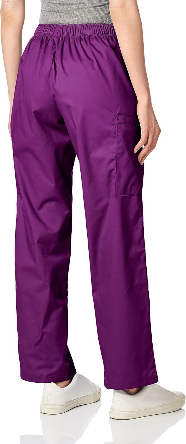 WonderWink Women’s Tall Wonderwork Women’s Pull-On Cargo Scrub Pant Tall(Eggplant)