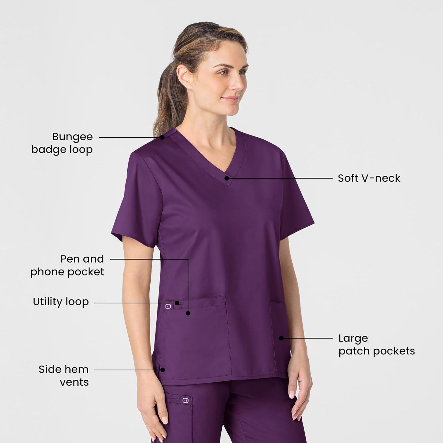 WonderWink Unisex-Adult Unisex V-Neck Top(Eggplant)