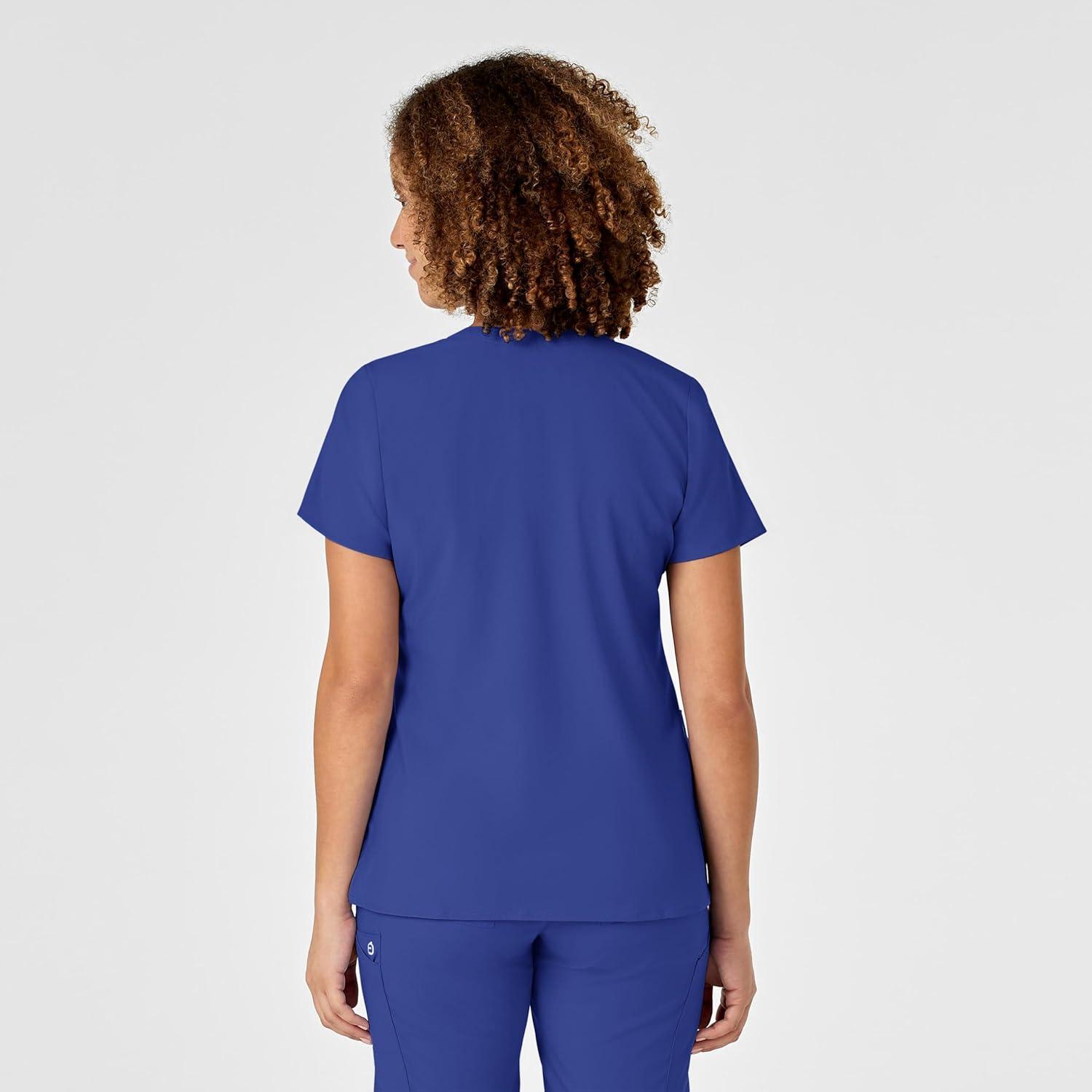 WonderWink Womens Women’s Mock Wrap Scrub Top(Galaxy Blue)