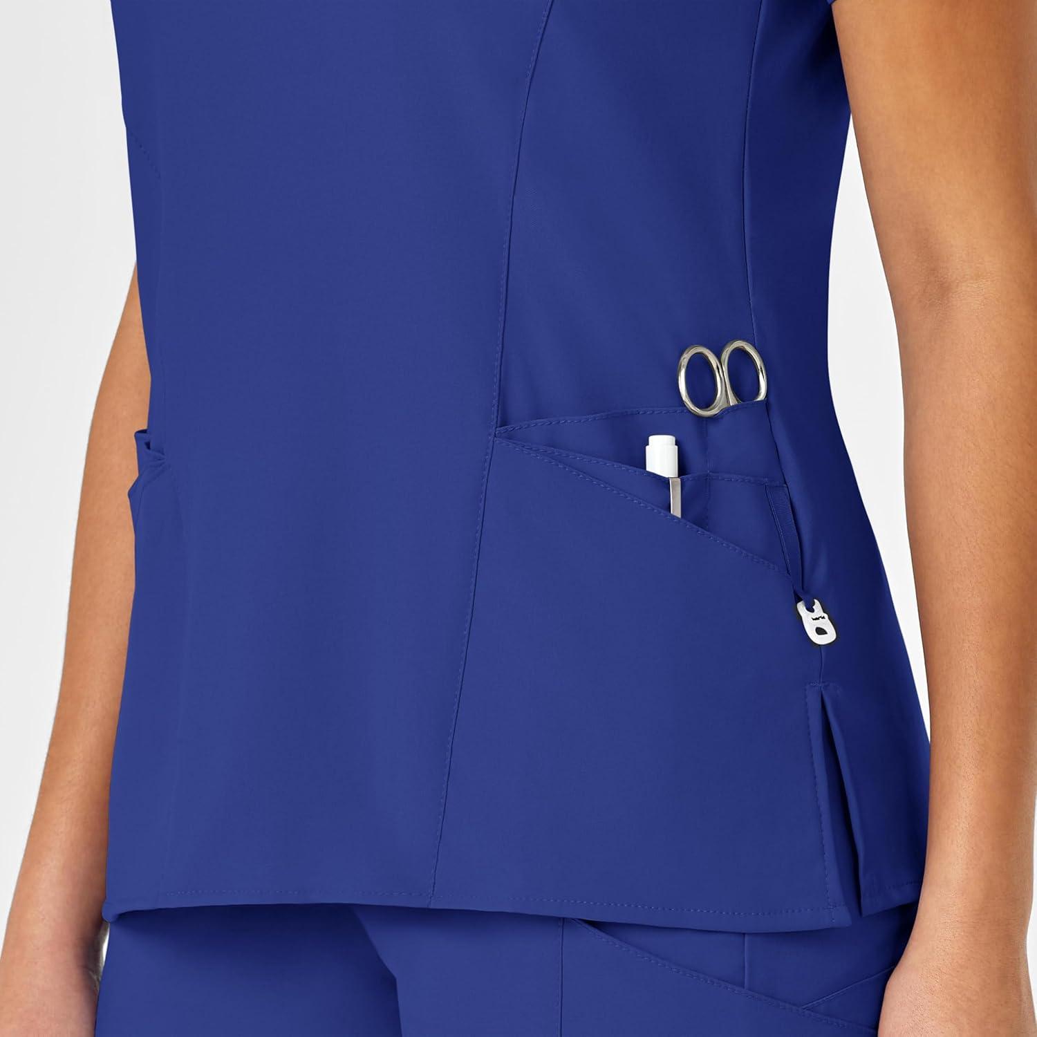 WonderWink Womens Women’s Mock Wrap Scrub Top(Galaxy Blue)