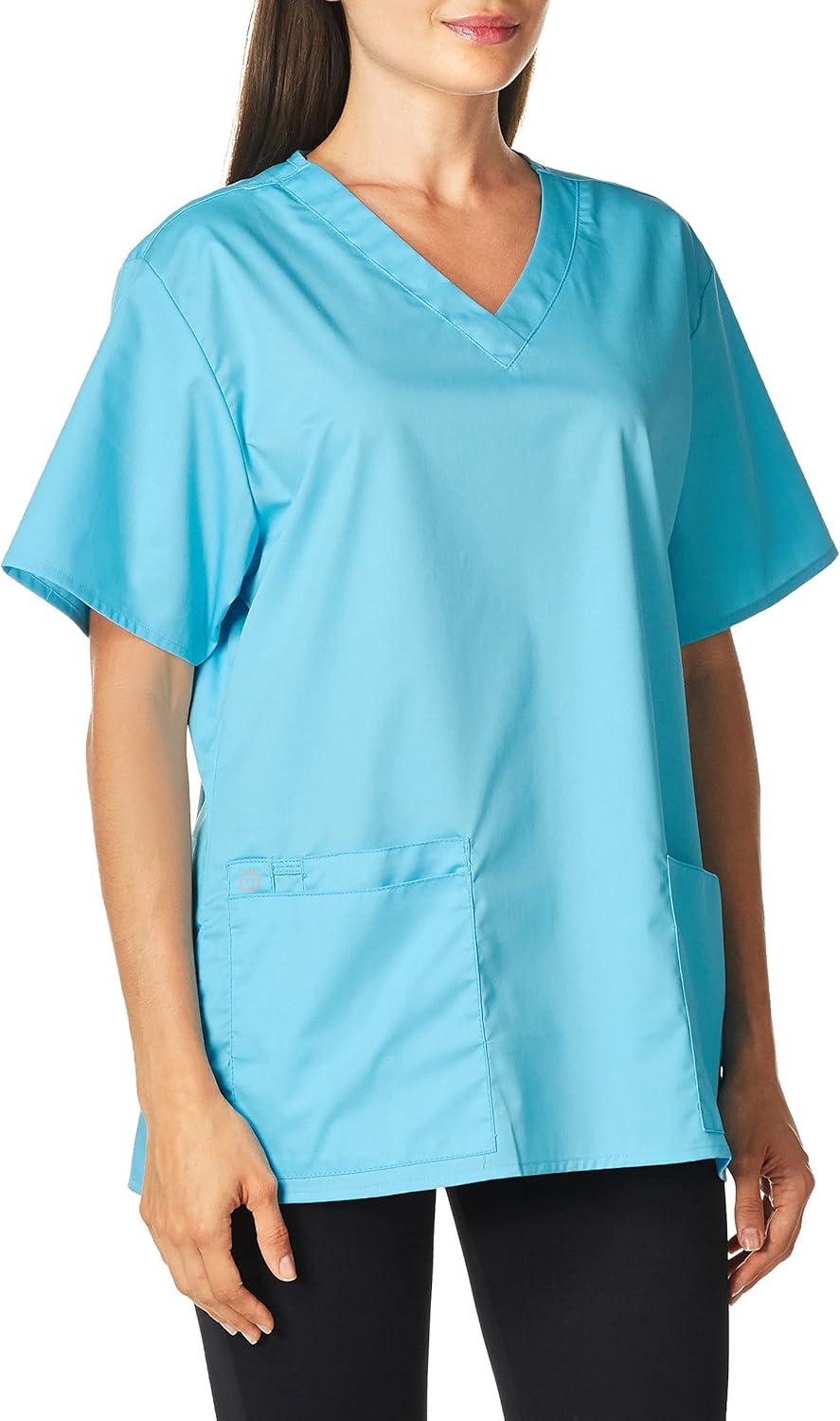 WonderWink Unisex-Adult Unisex V-Neck Top(Light Turquoise)
