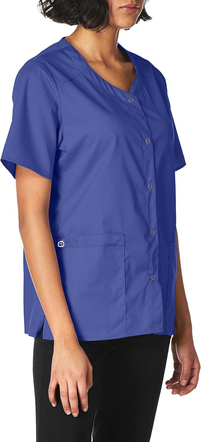 WonderWink Women’s Wonderwork Short Sleeve Snap Jacket(Navy)