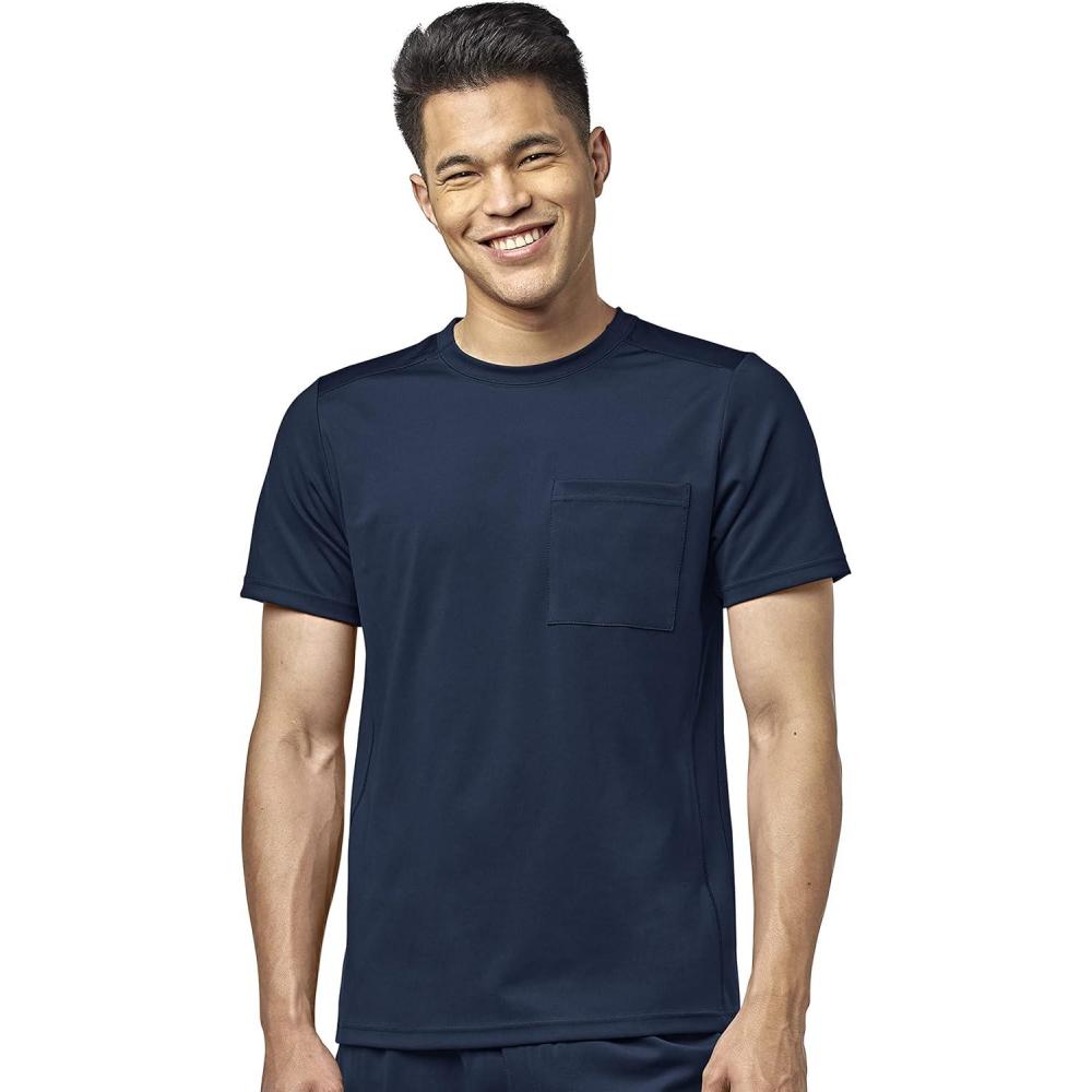 WonderWink Mens Men’s Moto Knit Crew Neck Top(Navy)